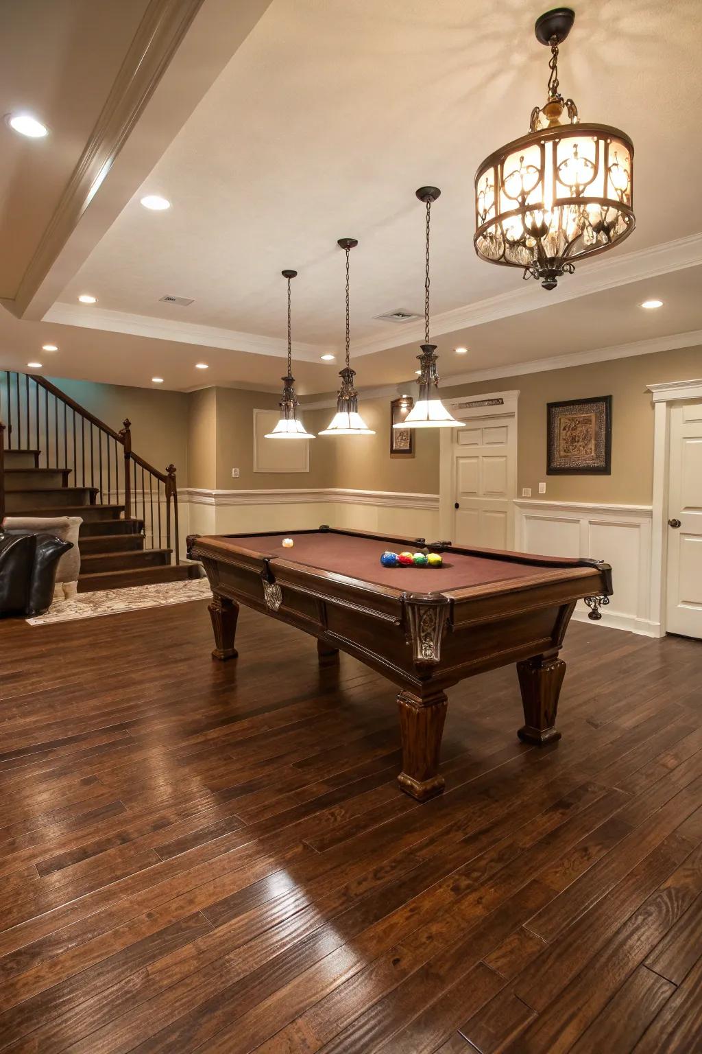 Luxurious flooring adds elegance and comfort.