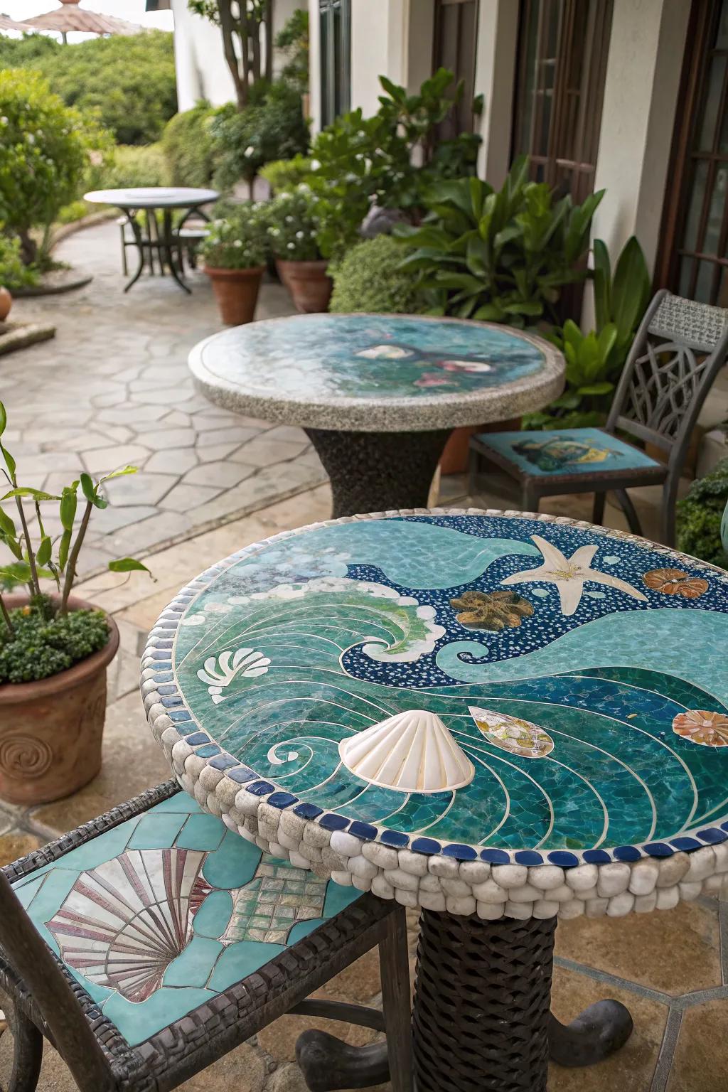 Make a statement with artistic table tops.