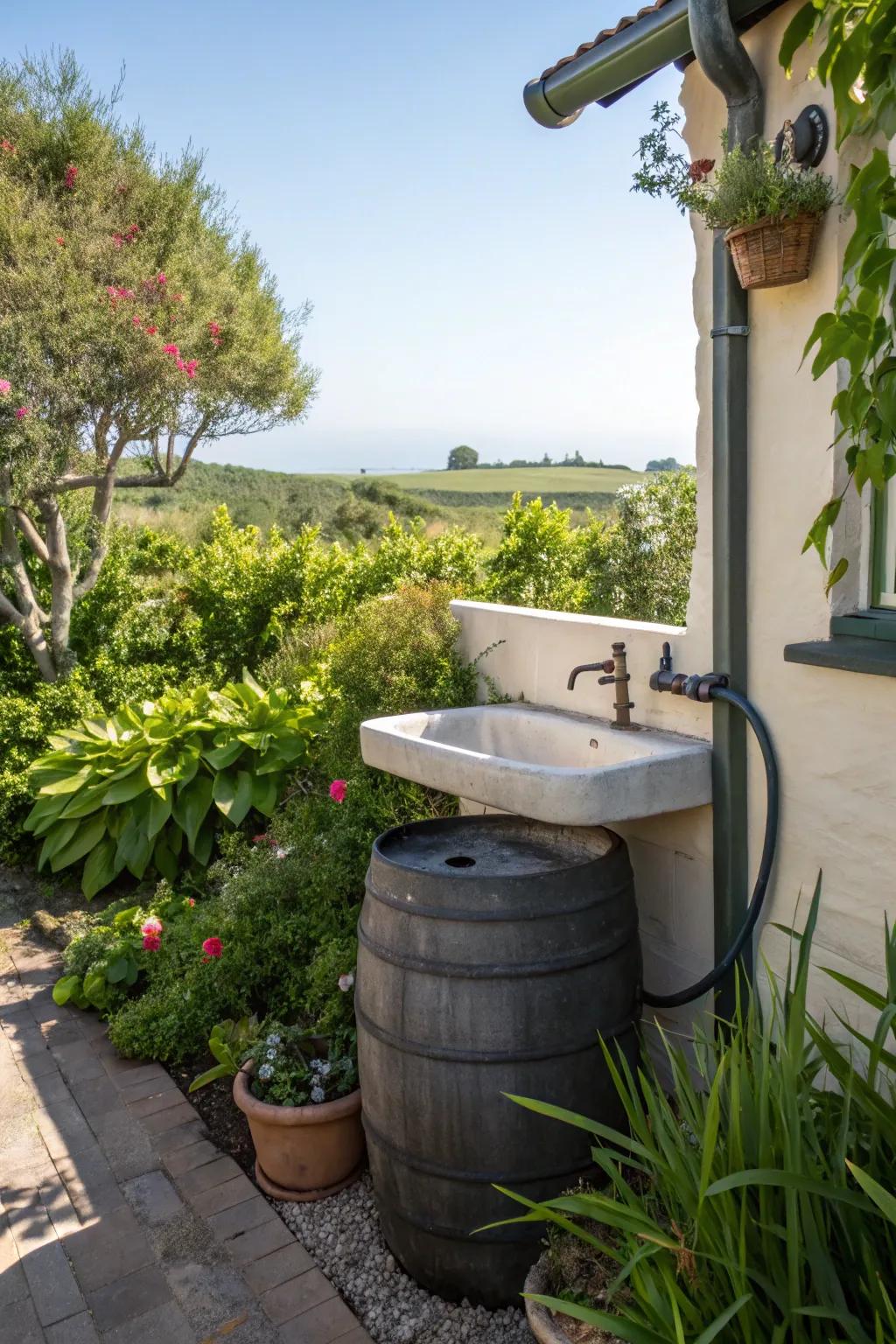 Using rainwater to supply your sink is an eco-friendly choice.