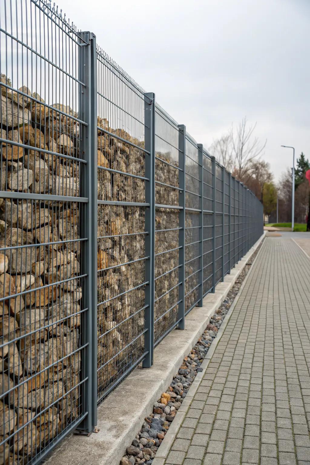 Gabion walls are rugged and stylish.