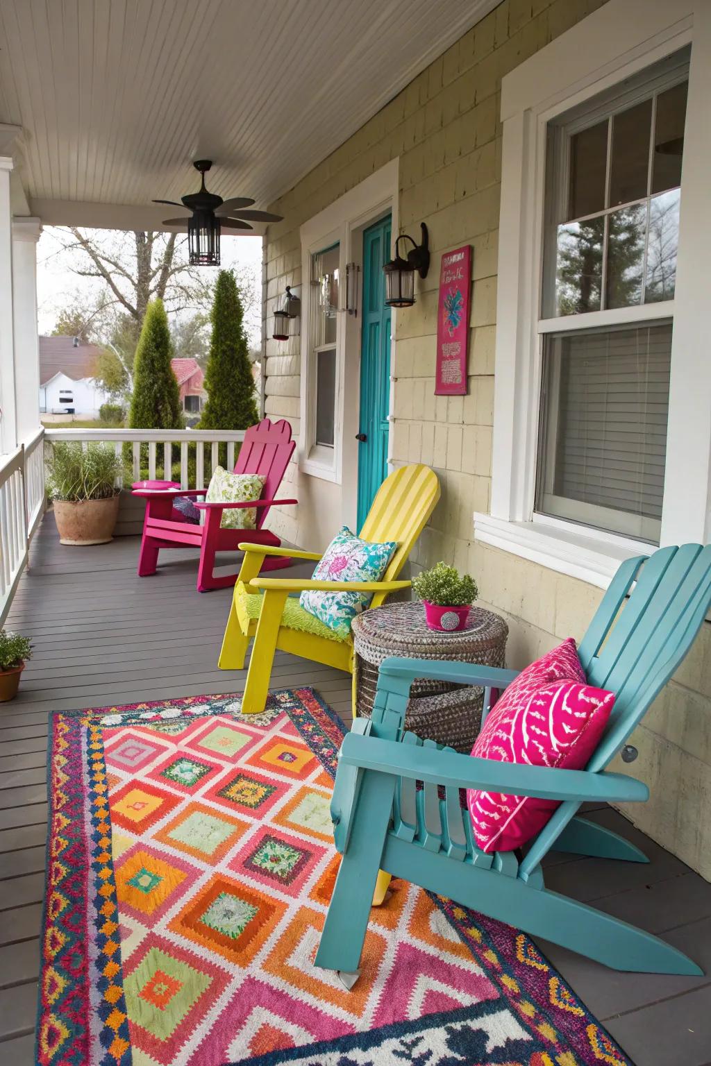 Bold color schemes make your porch stand out.