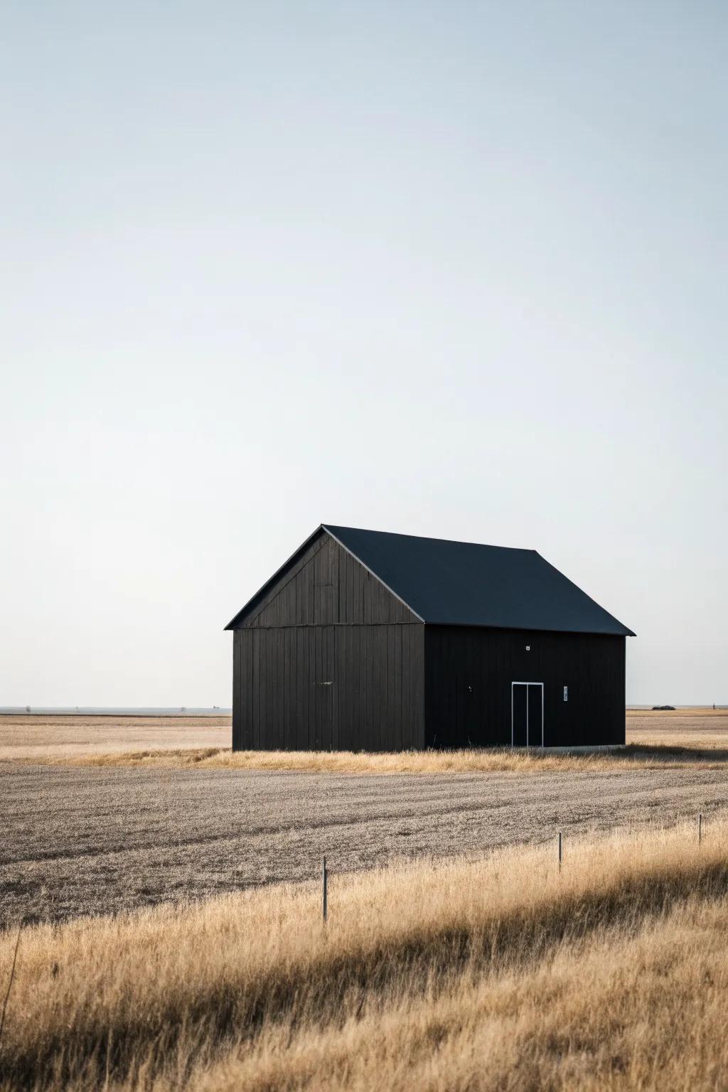 A monolithic black barn design with minimalist appeal.