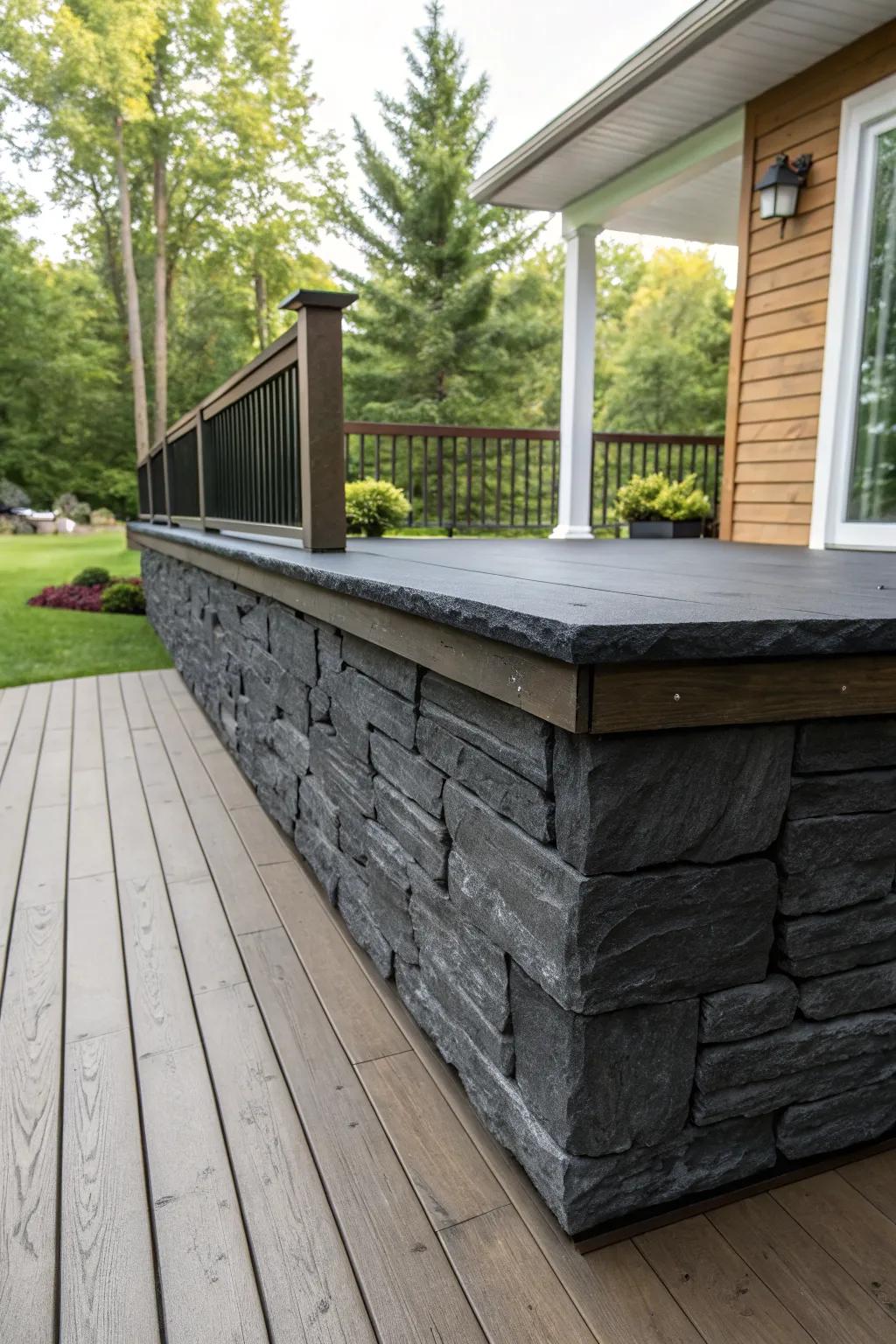 Faux stone panels provide a natural look with ease.