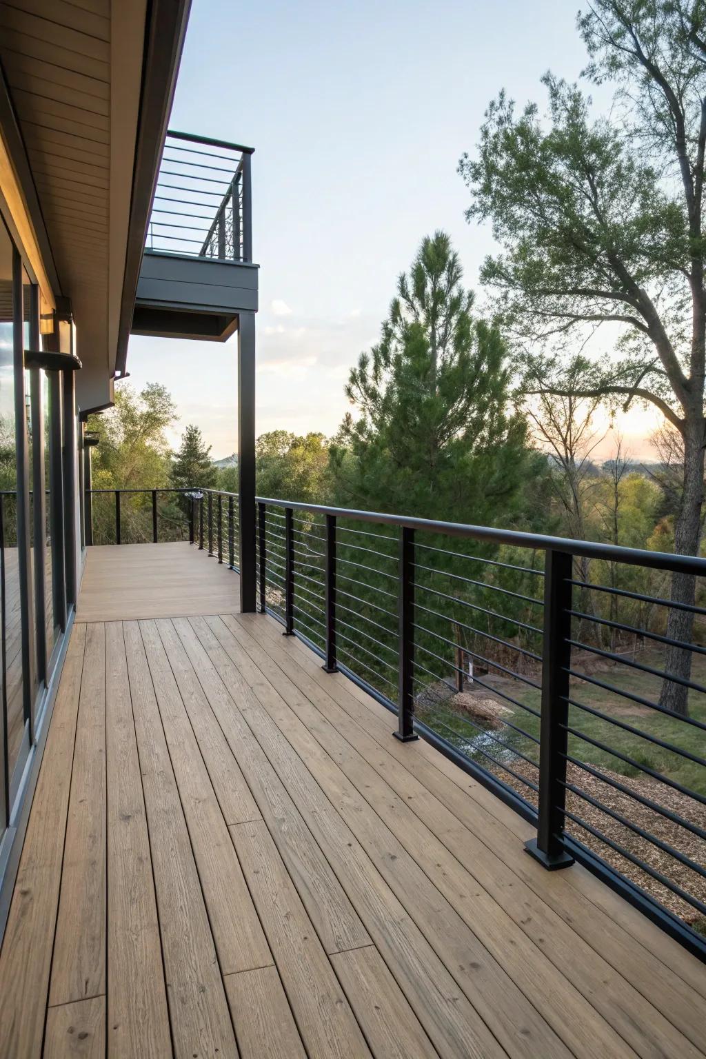 Metal and wood create a harmonious blend.