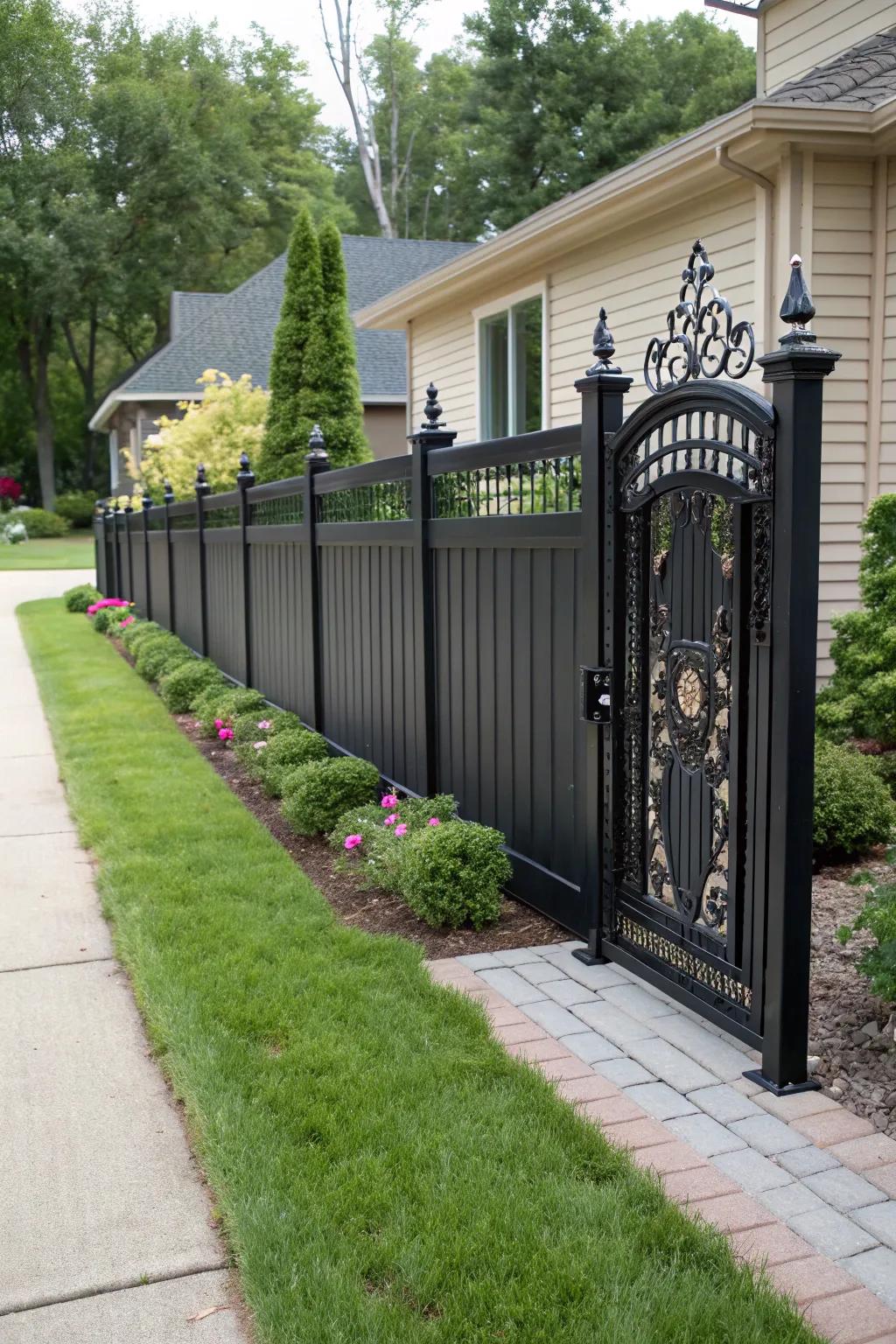 A custom gate adds personality and charm to the fence.