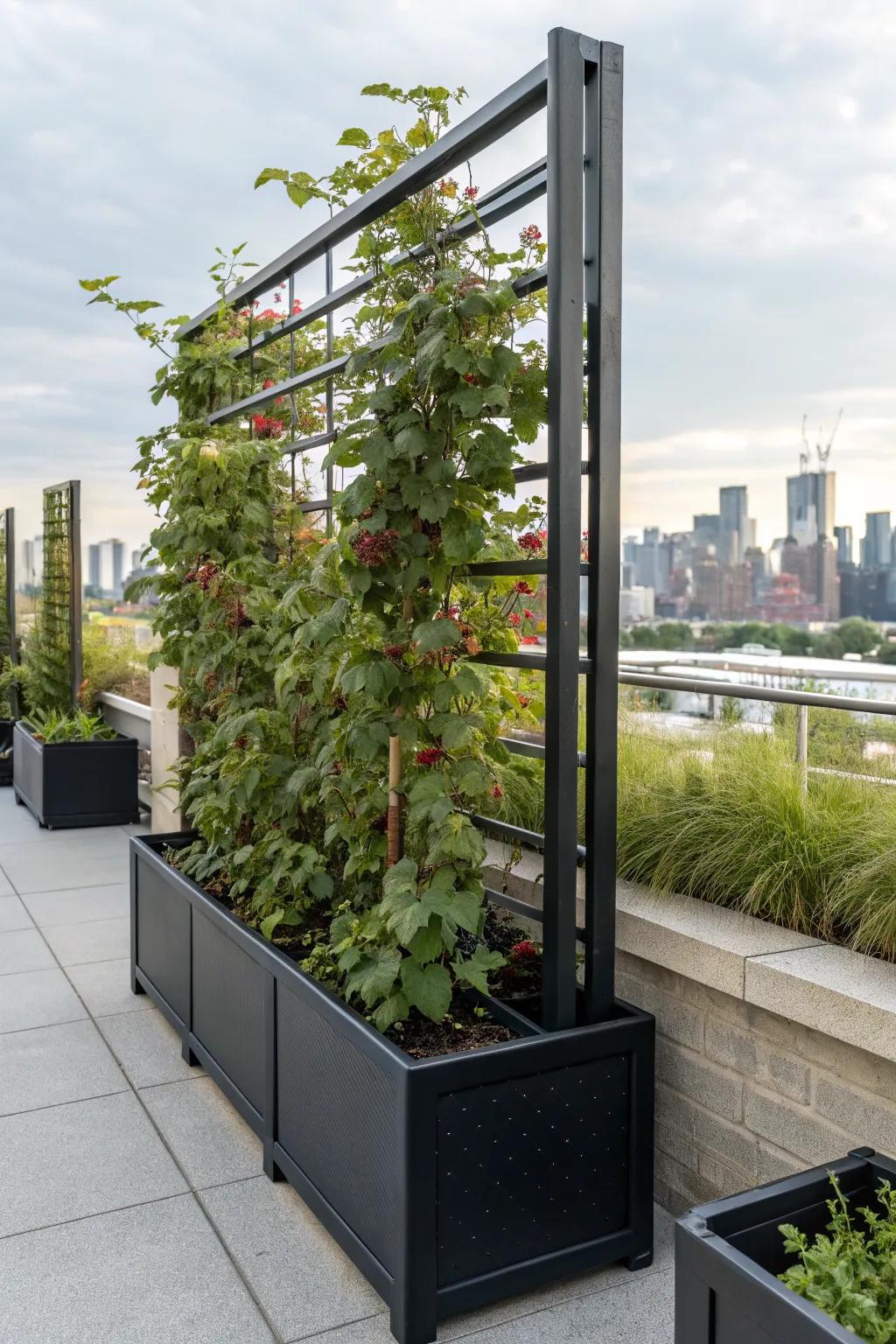 A vertical planter trellis ideal for modern urban spaces.