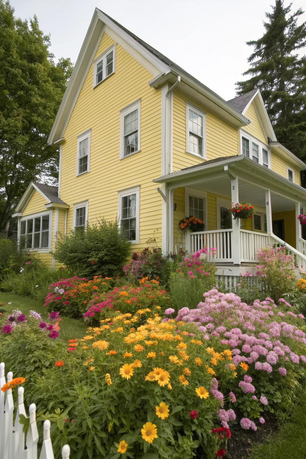 Sunny yellow siding for a cheerful and inviting home.