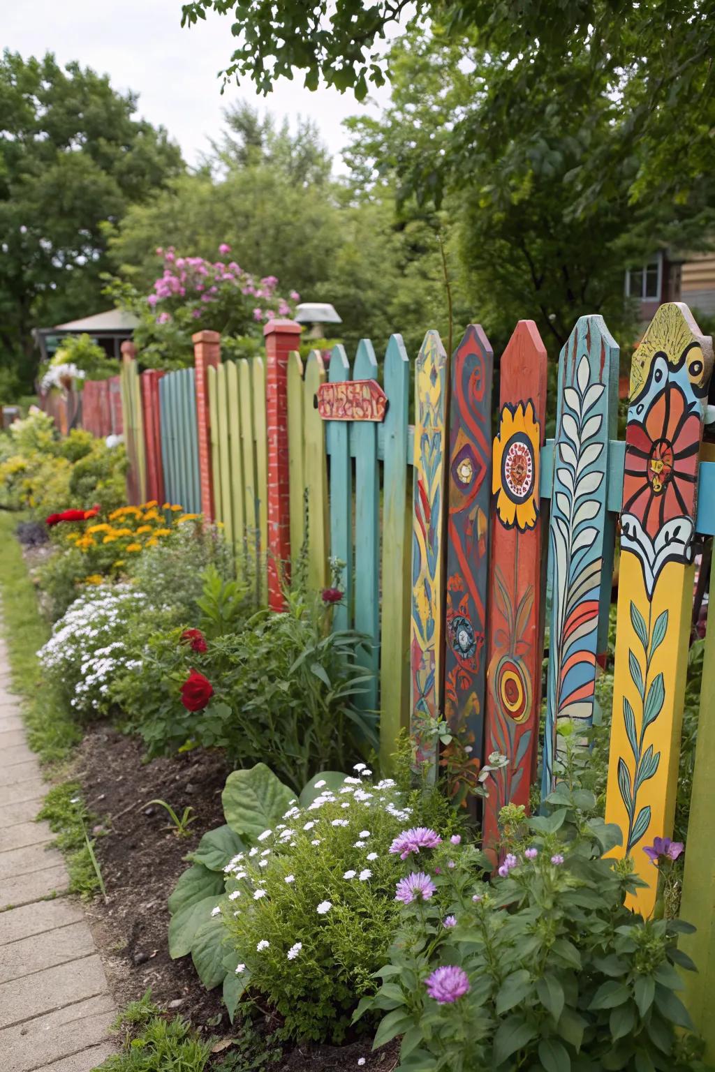 Painted boards transform a fence into art.