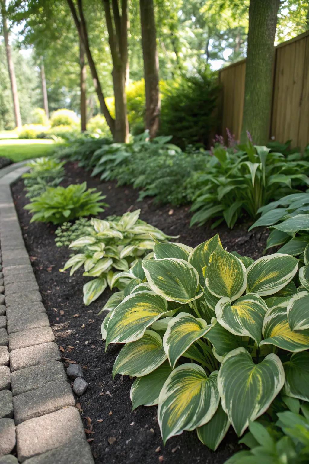 Hostas provide lush foliage in shaded garden spaces.