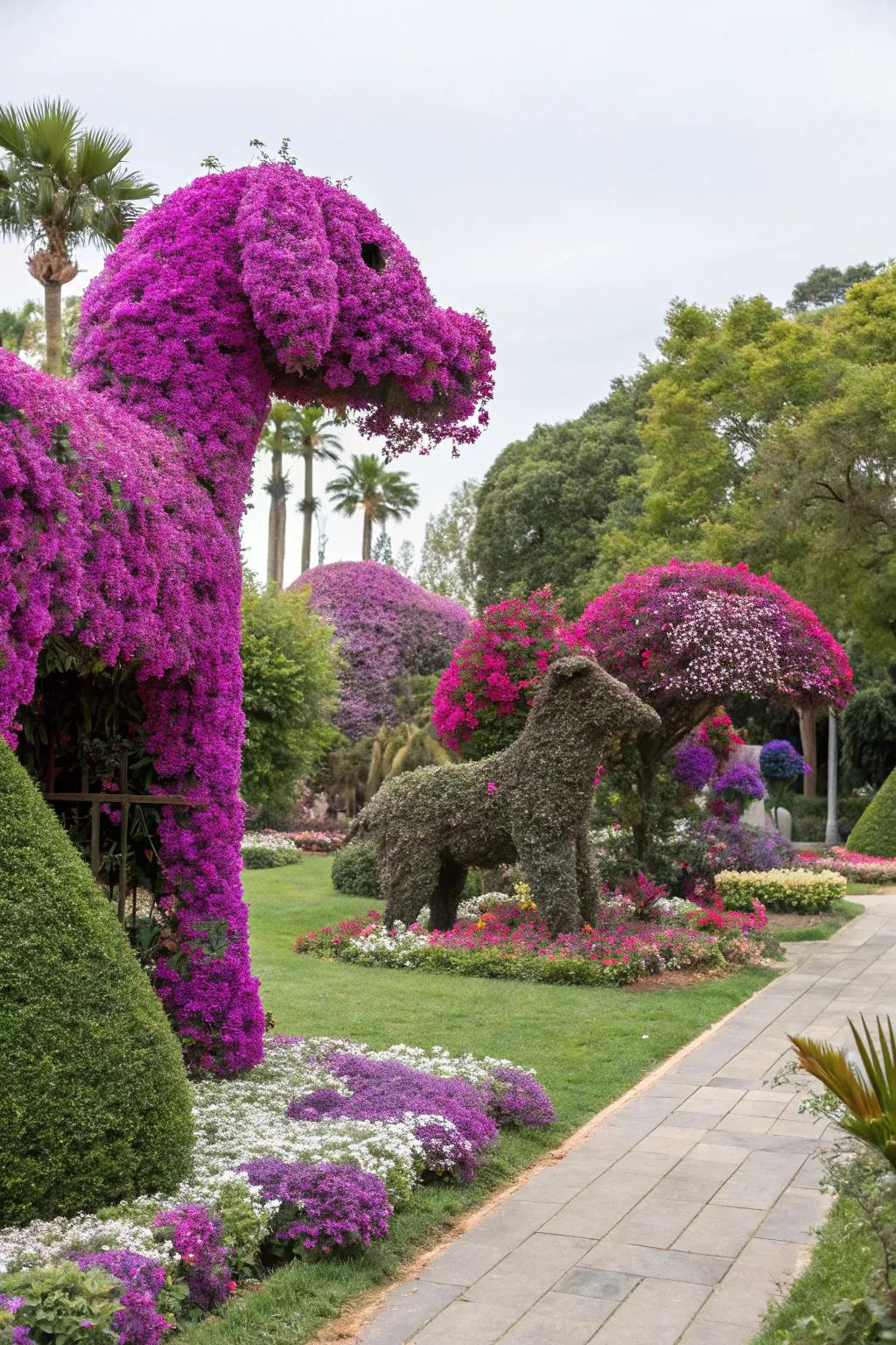 Bougainvillea topiaries add whimsy and style.