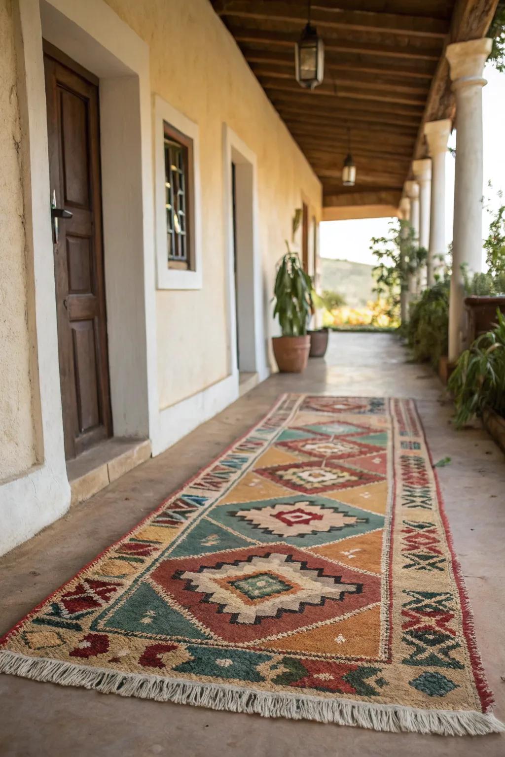Inject personality with a colorful rug.