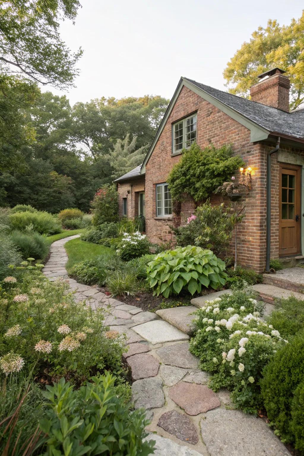 Natural landscaping complements the timeless appeal of brick homes.