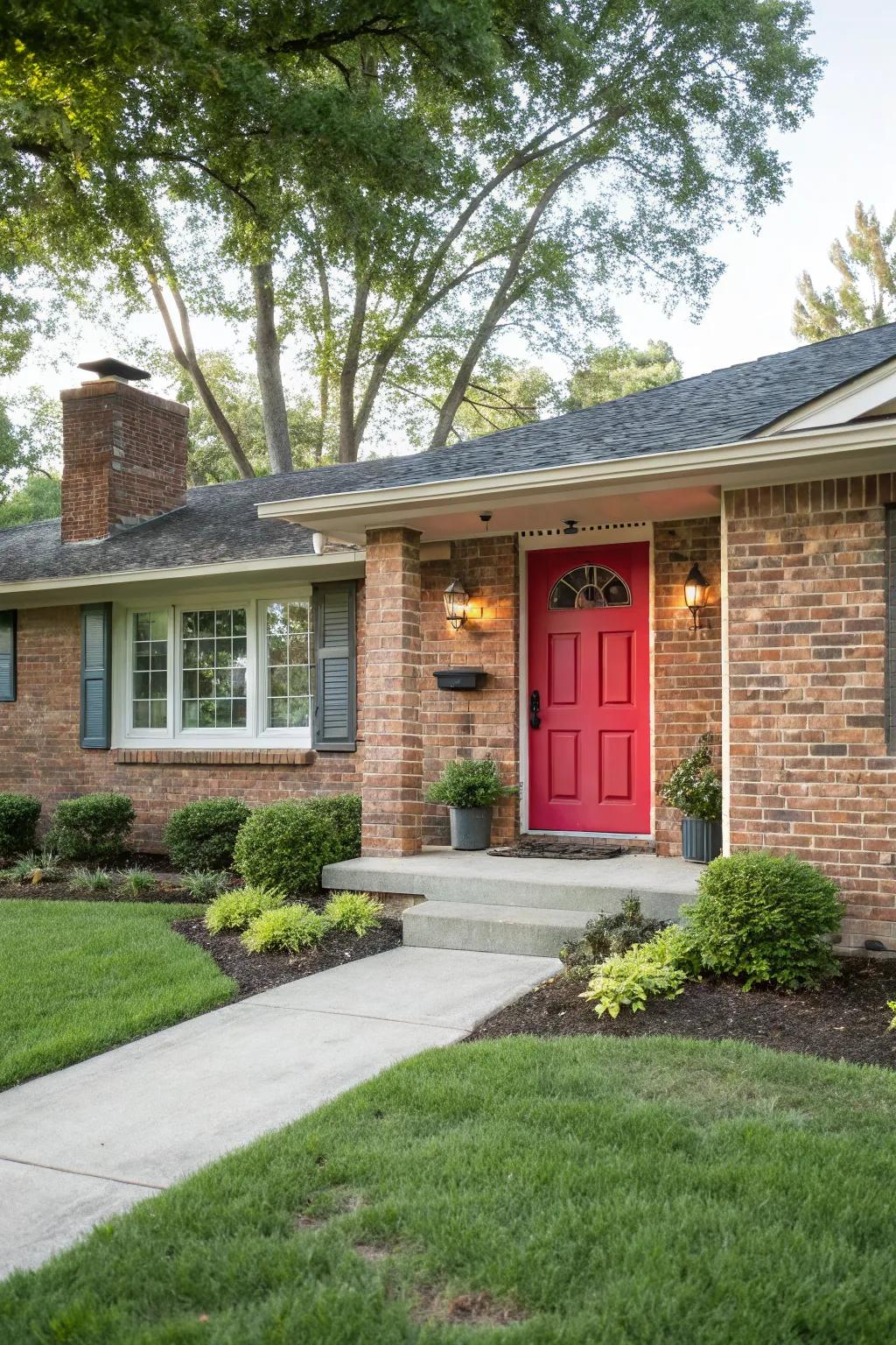 A bold front door color enhances curb appeal.
