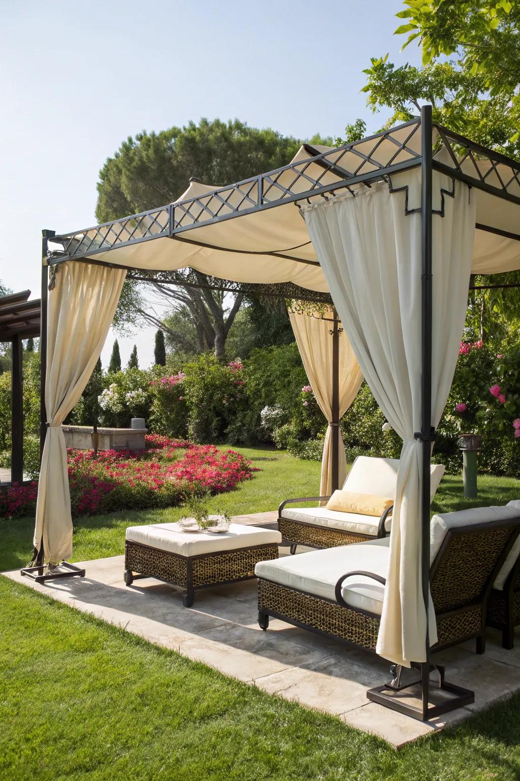 A canopy offers shade and protects your outdoor setup