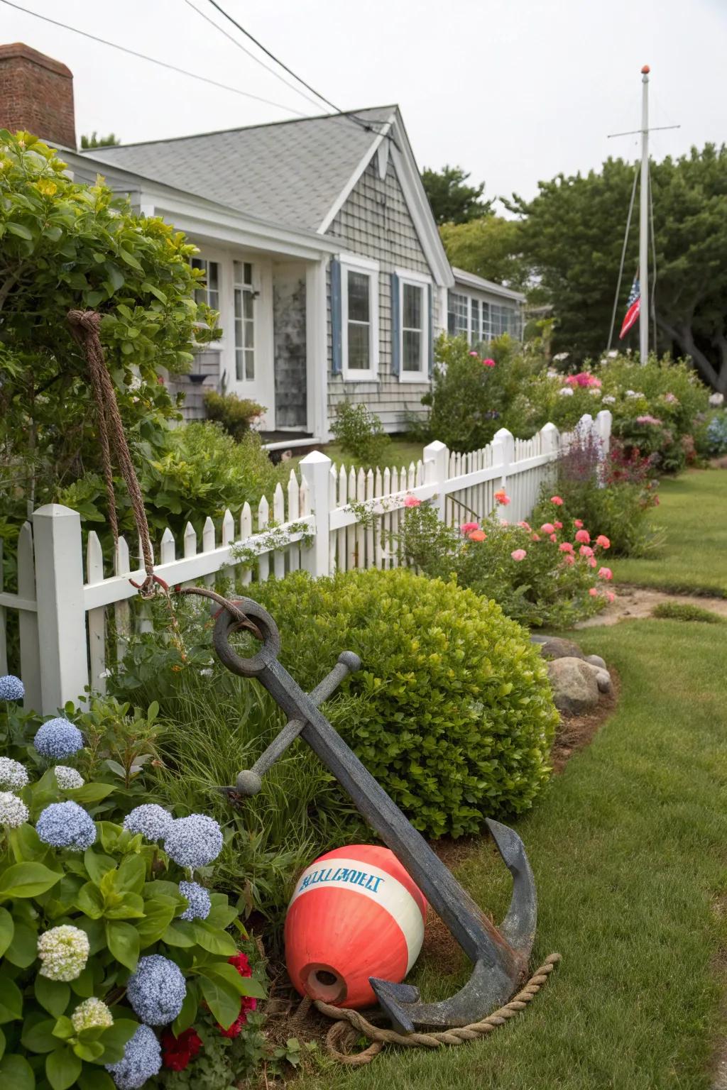 Nautical accents bring in a seaside vibe.
