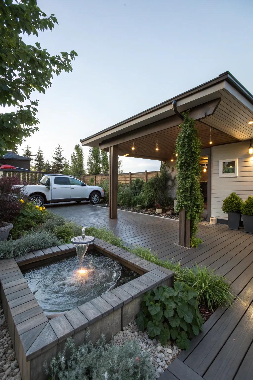 Enhance your deck with a soothing water feature.