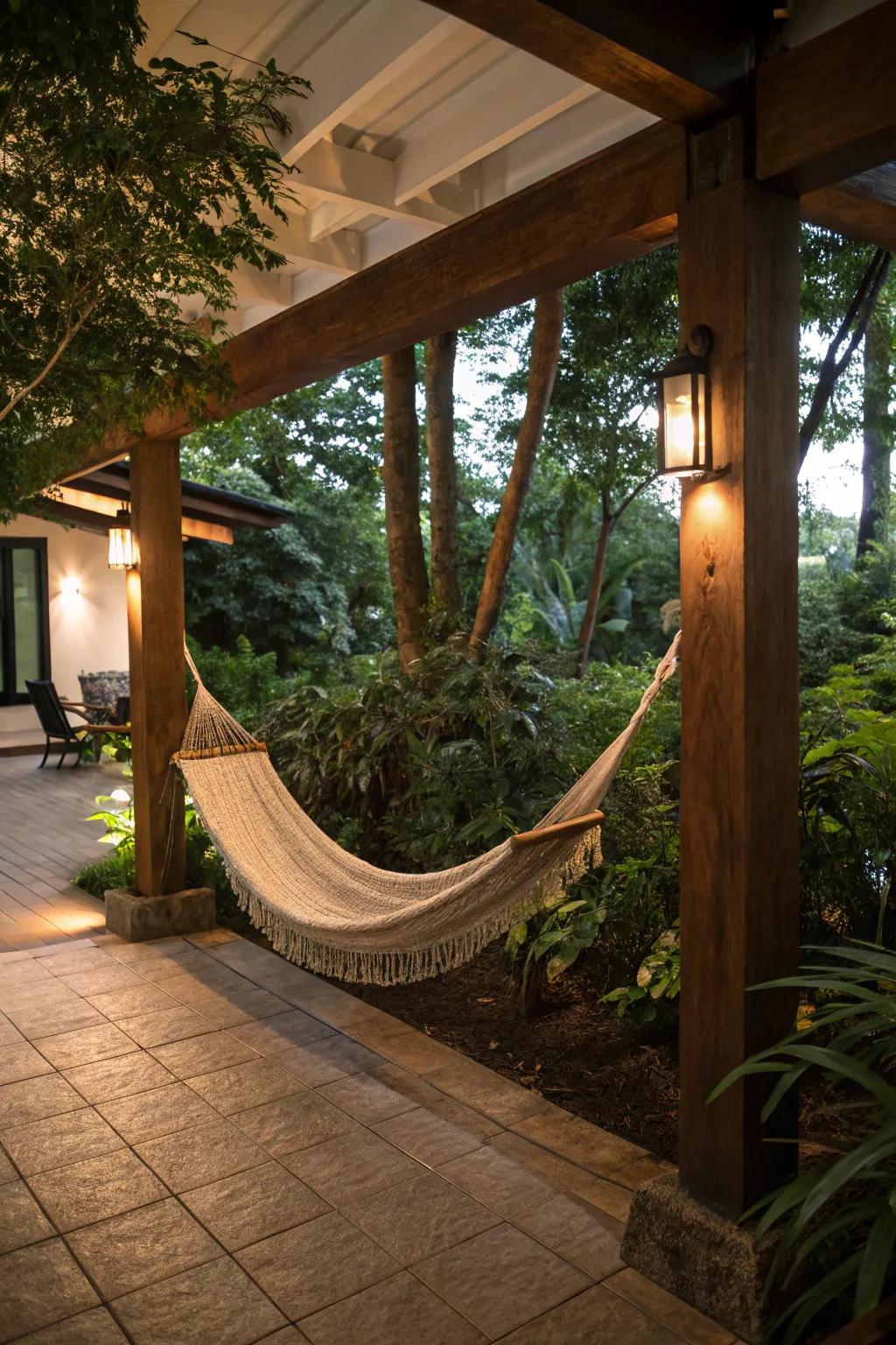 Unwind in a hammock for ultimate relaxation.