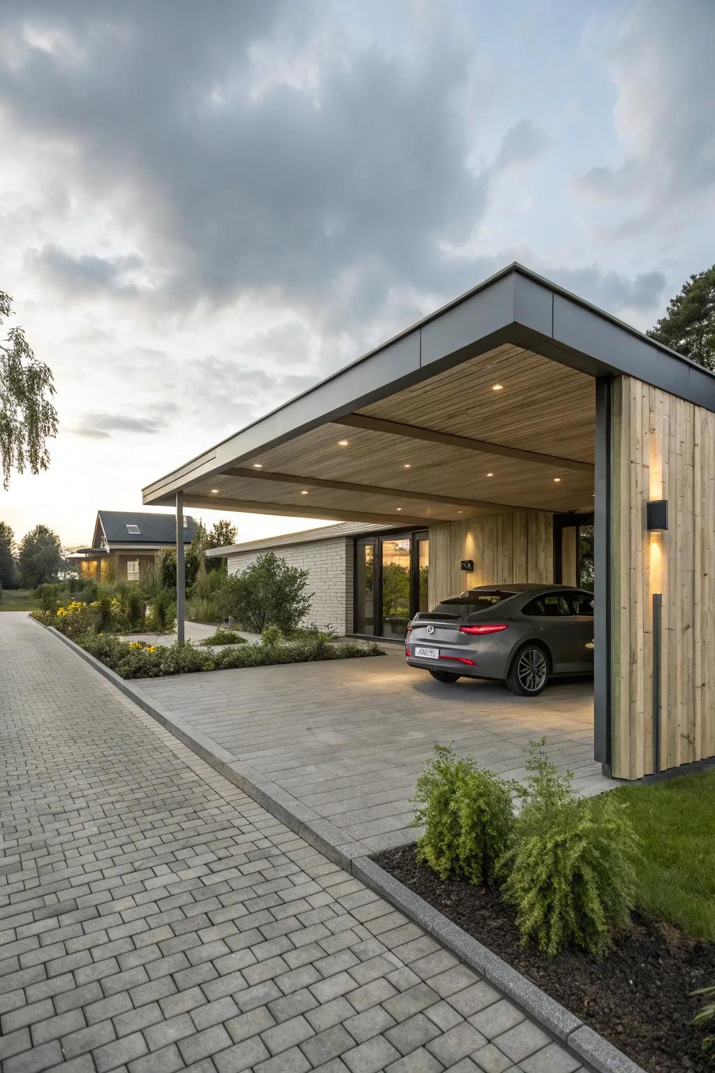 Extending your home’s walls to the carport creates a seamless, private space.