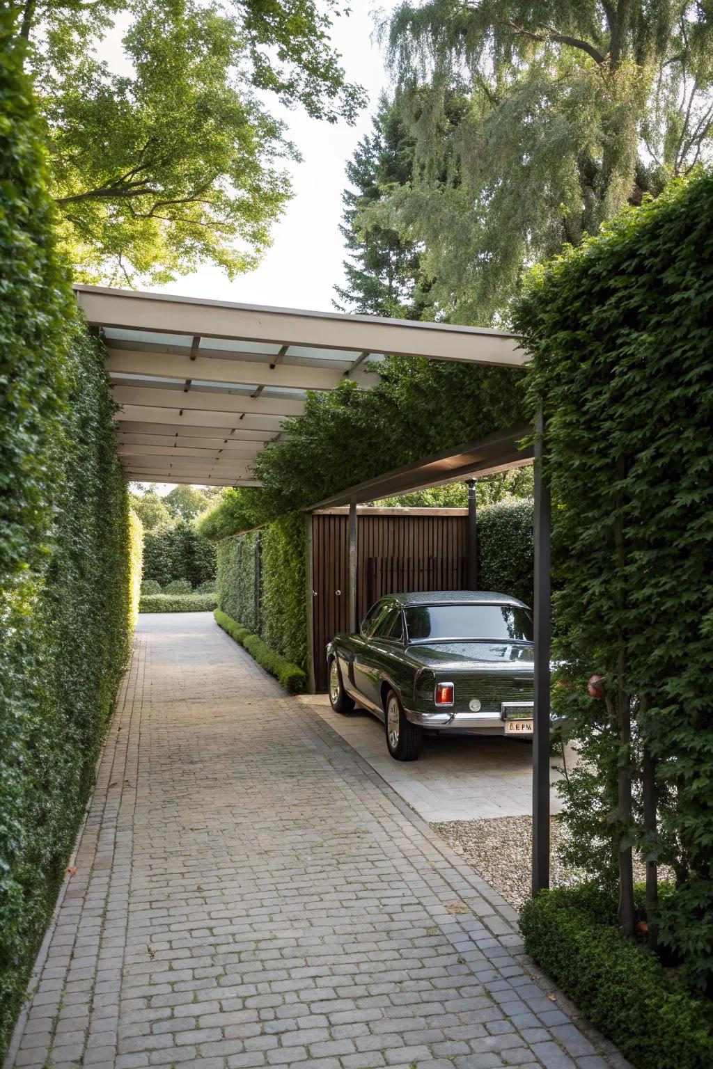 Hedge screens provide living privacy and a natural aesthetic.