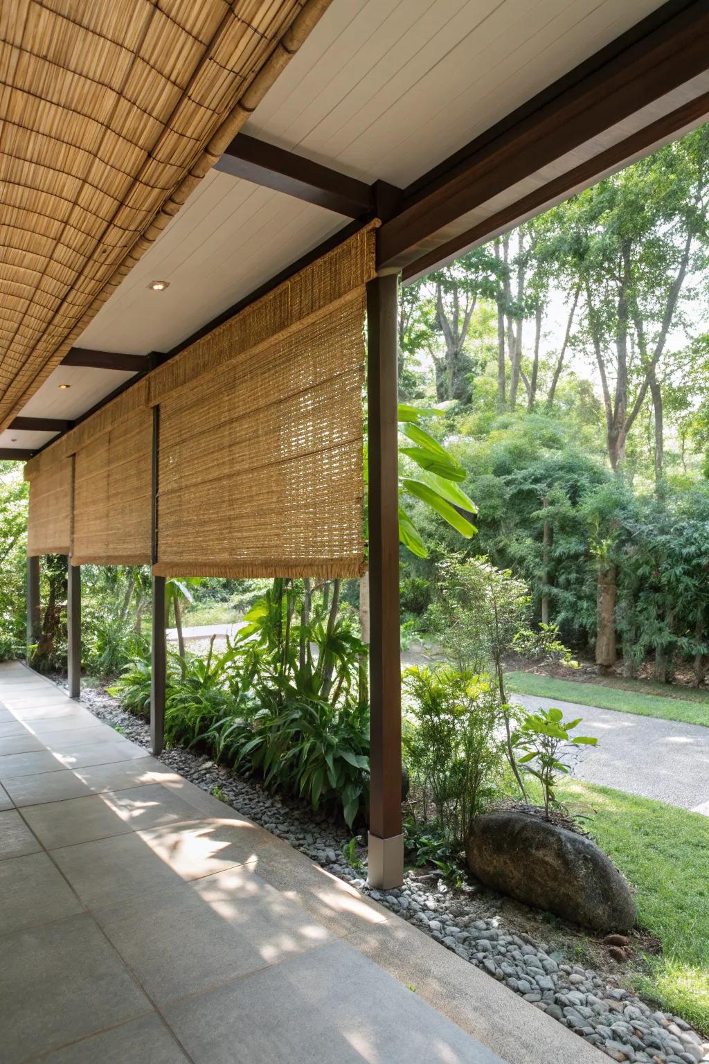Bamboo blinds provide a natural and elegant shade solution.
