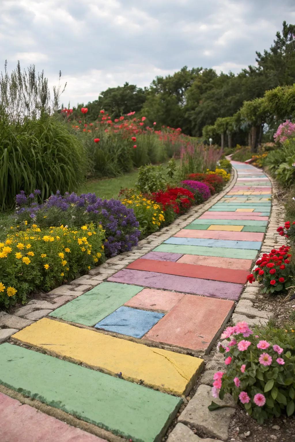 Colored cement offers a playful yet sophisticated touch.