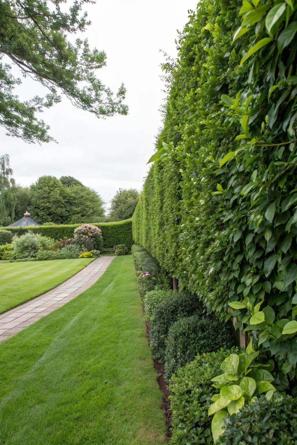 A natural garden wall created with a lush hedge.
