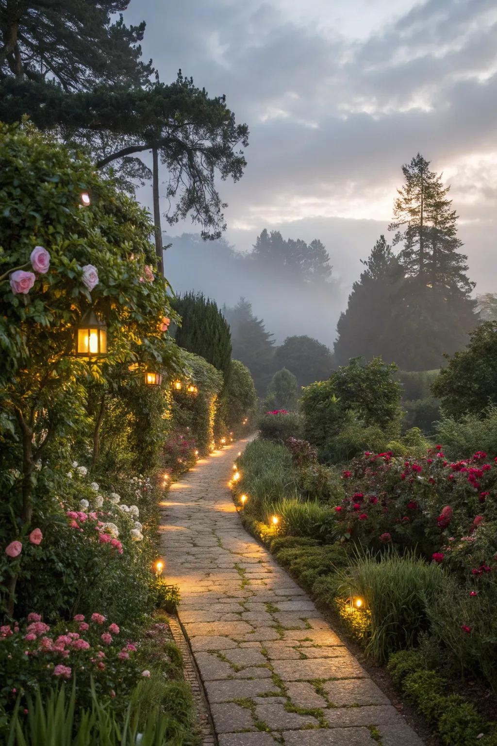 Solar lights add enchanting ambiance to garden pathways
