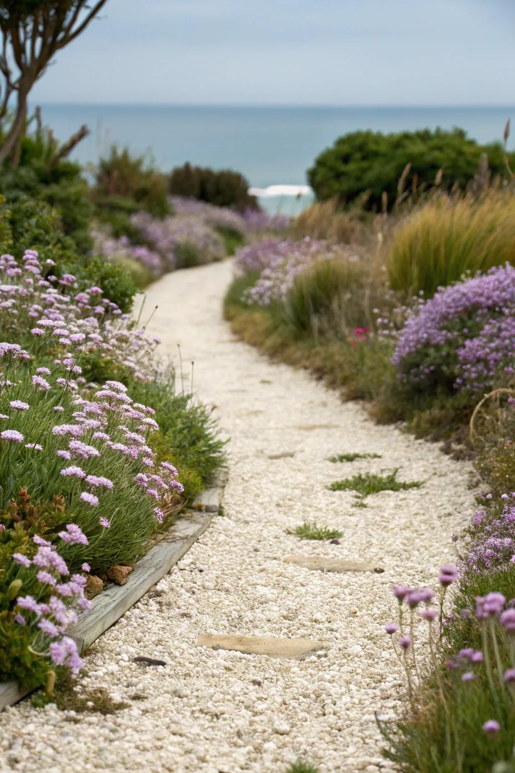 Crushed shells bring a seaside charm to your garden.