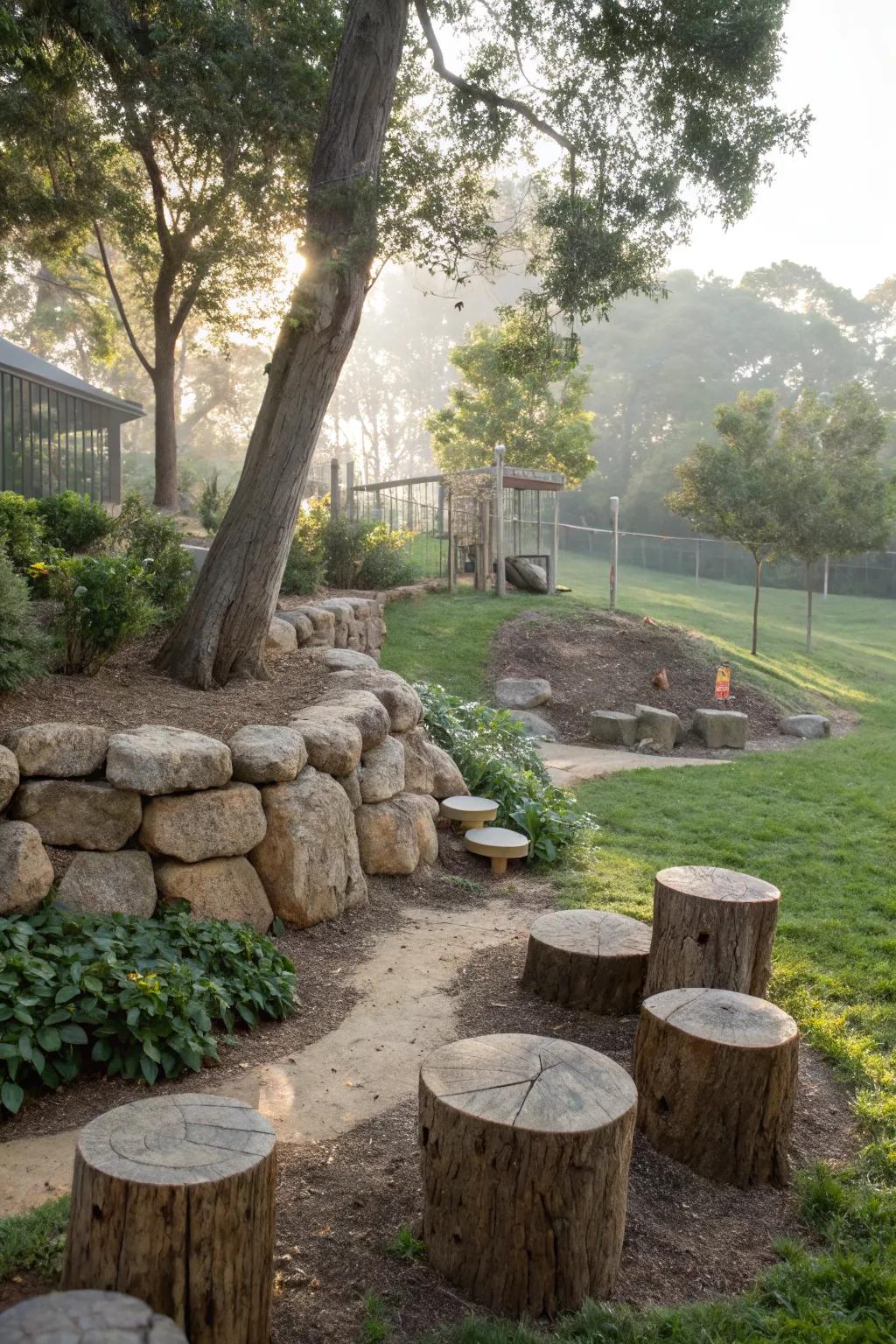 Climbing structures add an element of adventure and exercise to children's gardens.