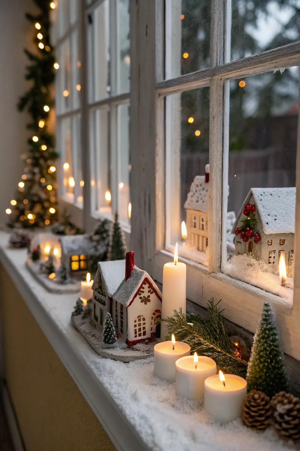 Window sills transformed into holiday displays
