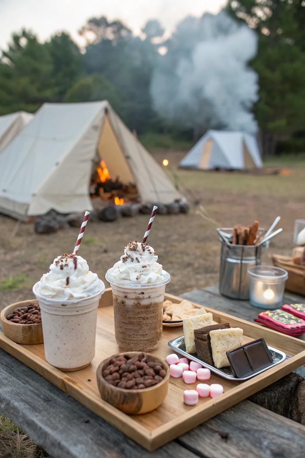 A frozen hot chocolate bar offers a cool treat with a festive twist.