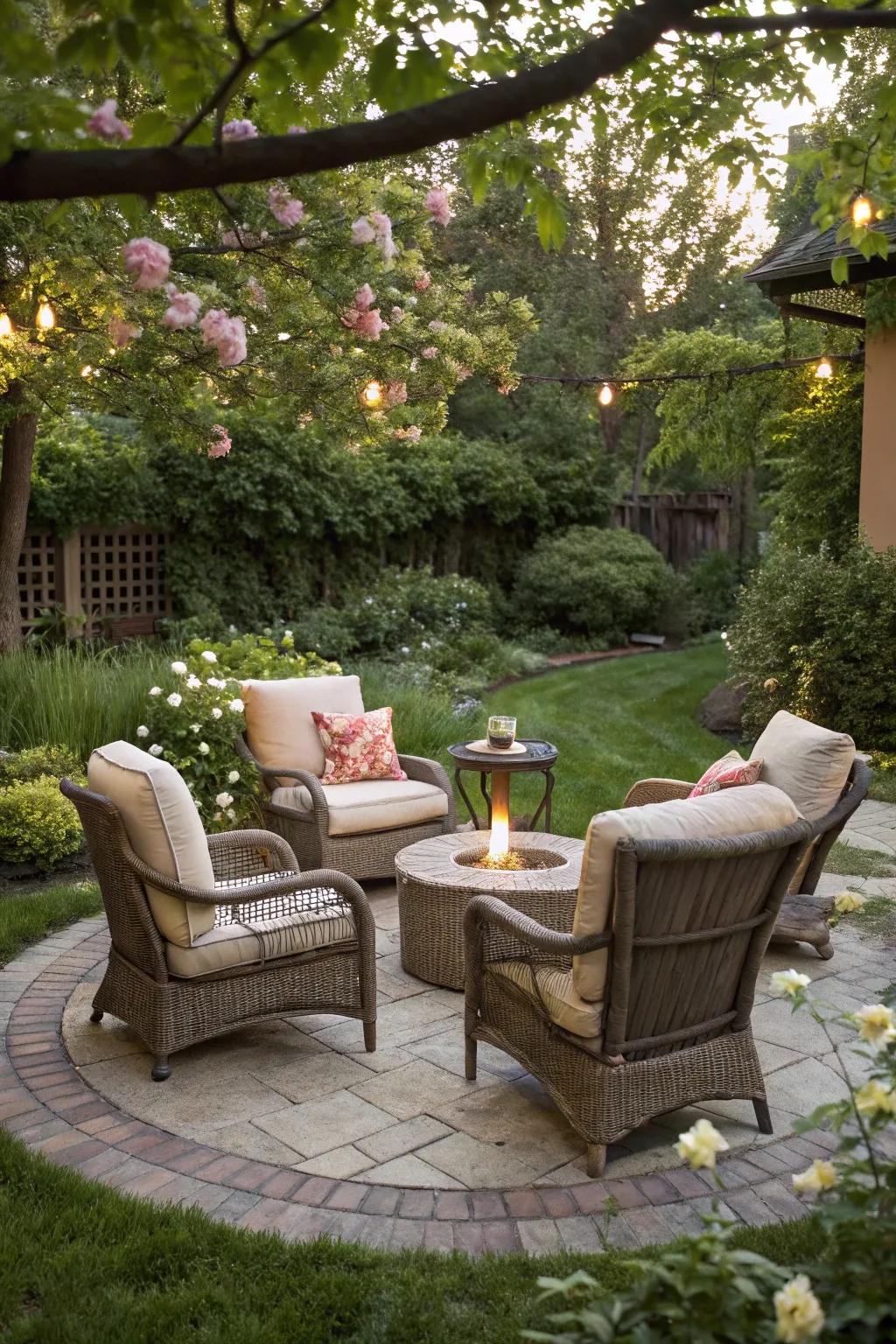 A charming circular seating area for relaxation.