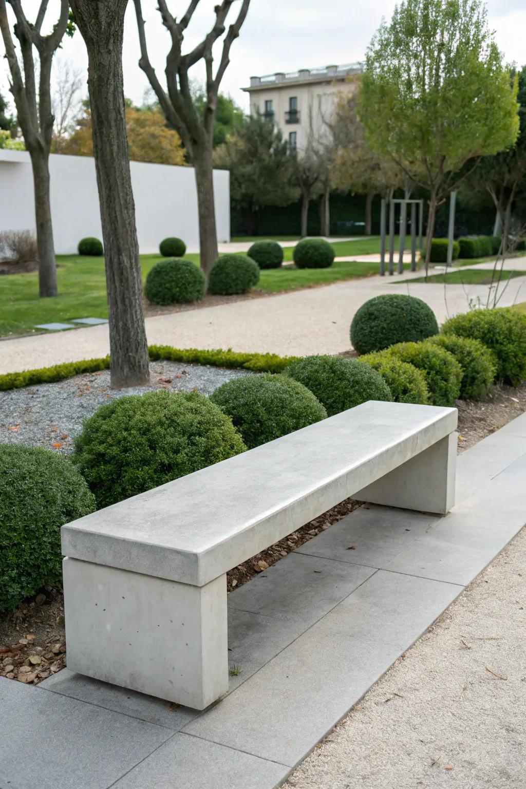 Modern geometry meets outdoor comfort in this bench design.