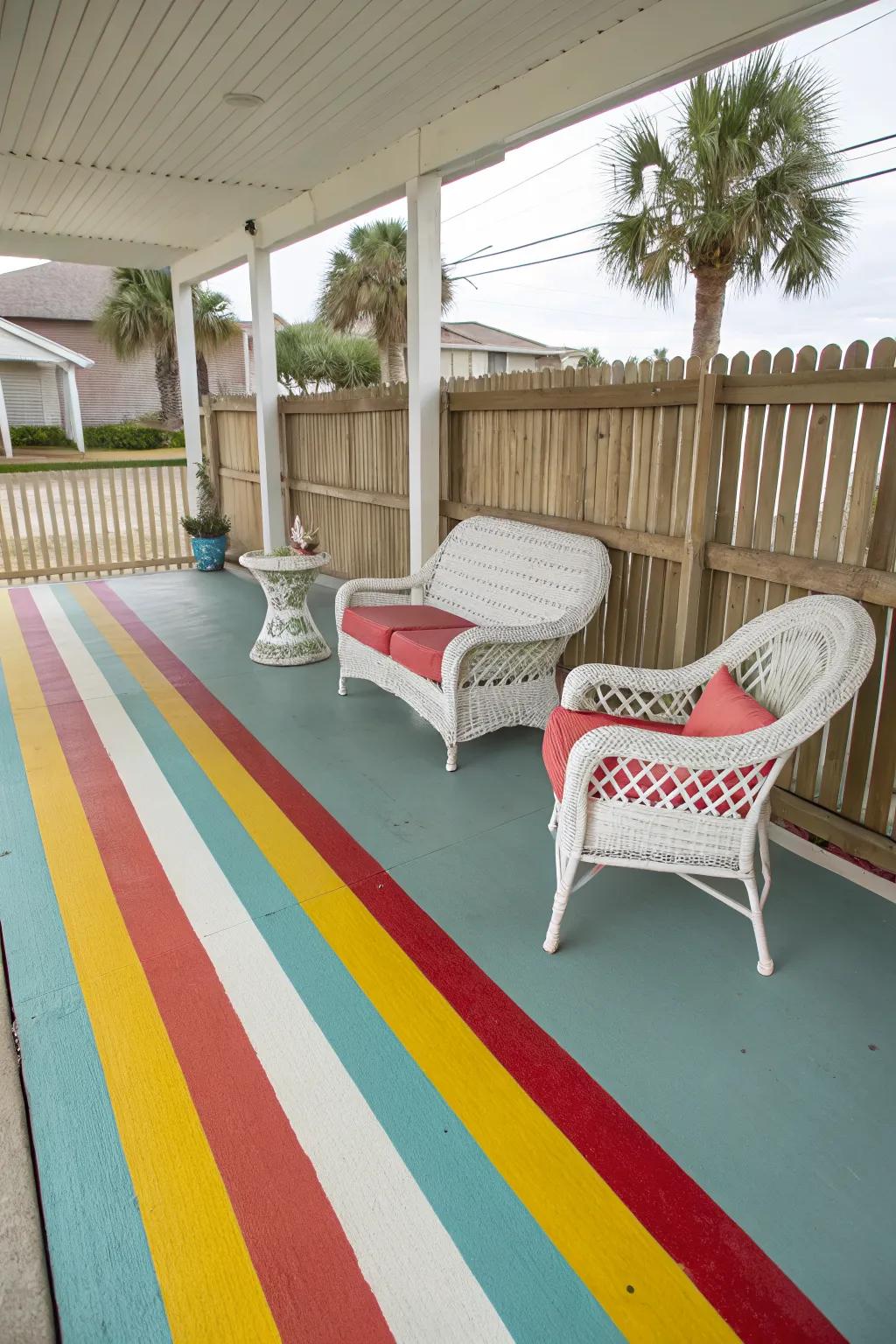 Striped paint brings a playful, coastal charm.