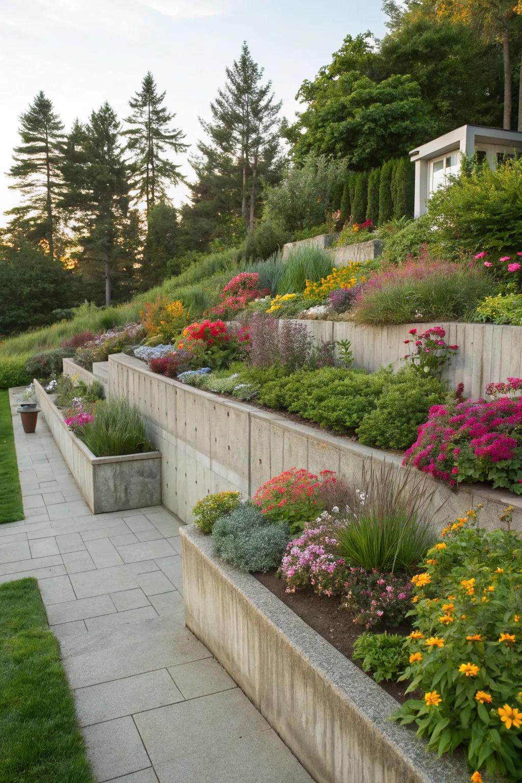 Retaining walls that enhance and elevate garden design.