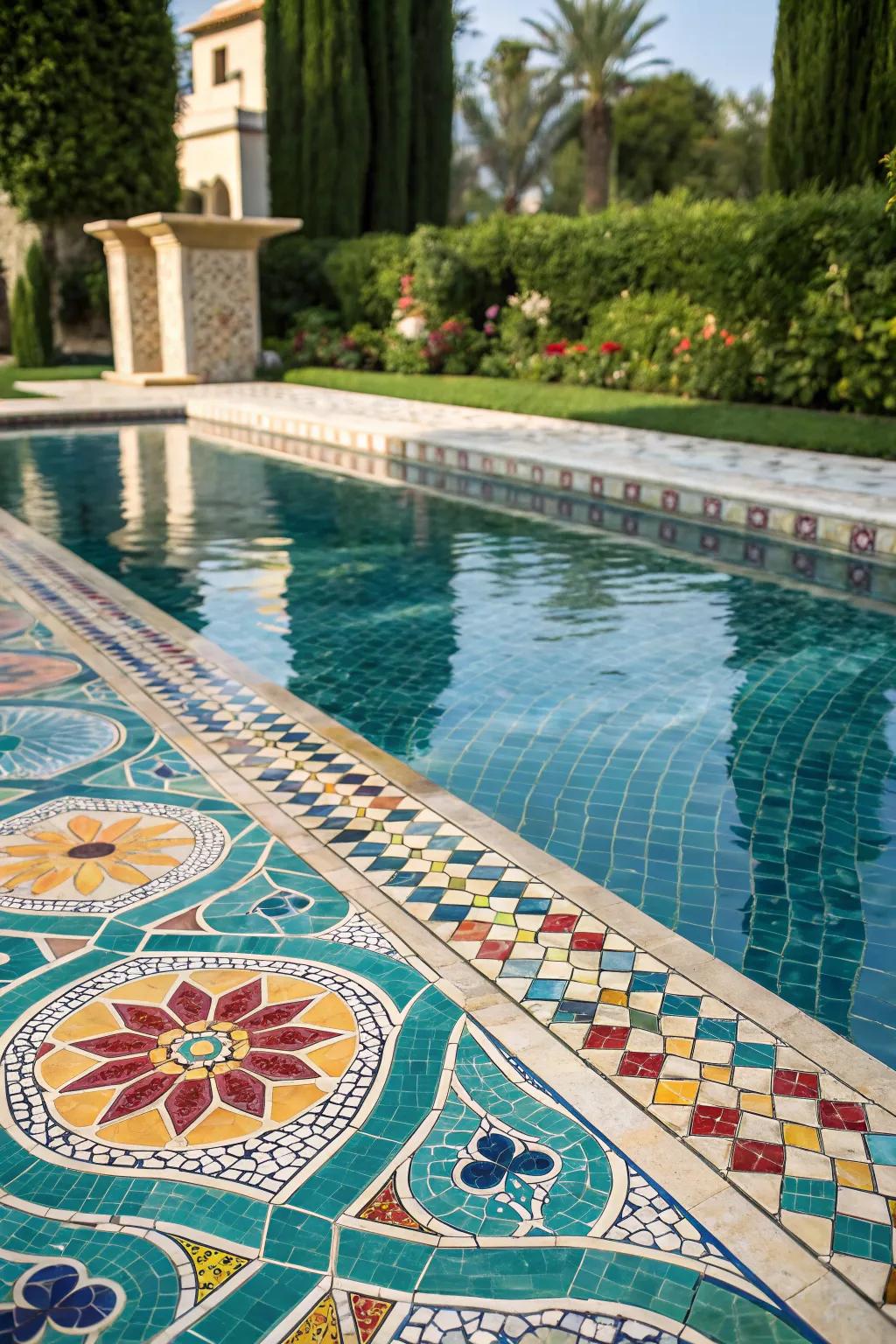 Create visual intrigue with mosaic tiling.