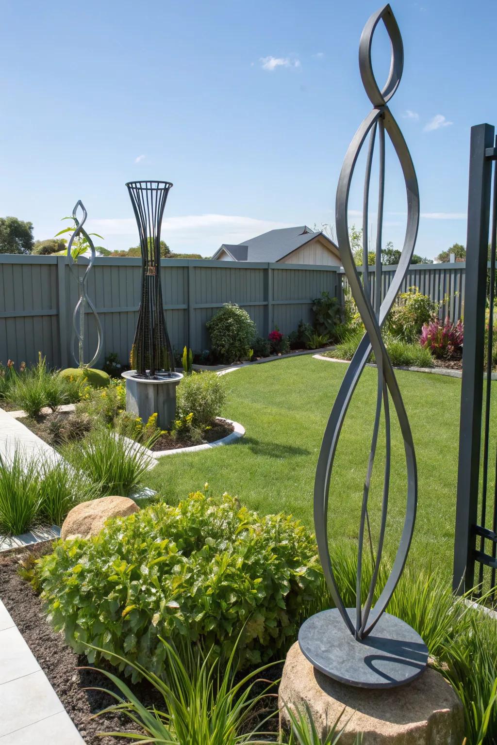 Sculptures add a unique artistic touch to your garden.