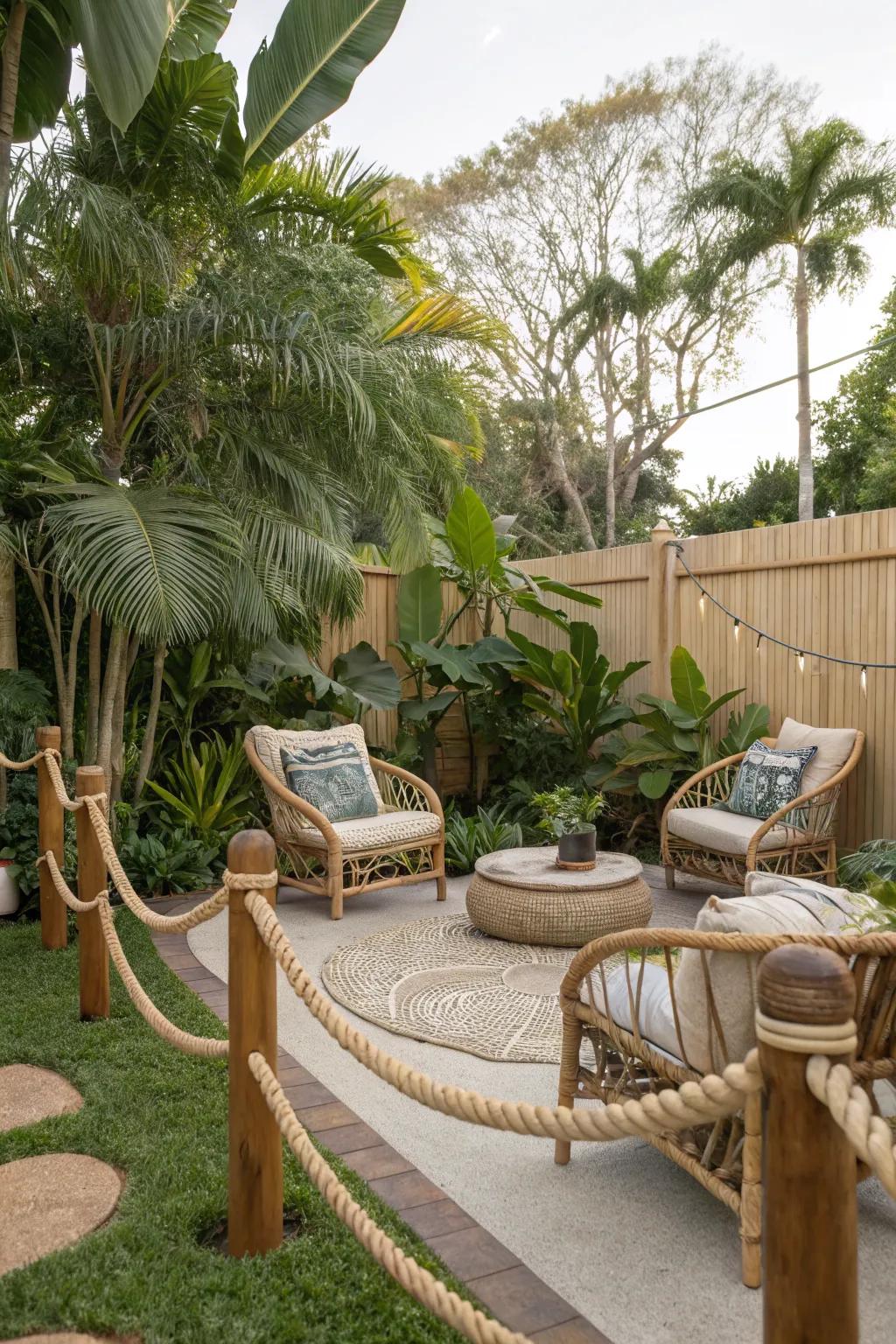 Rope fences bring a bohemian, relaxed vibe.