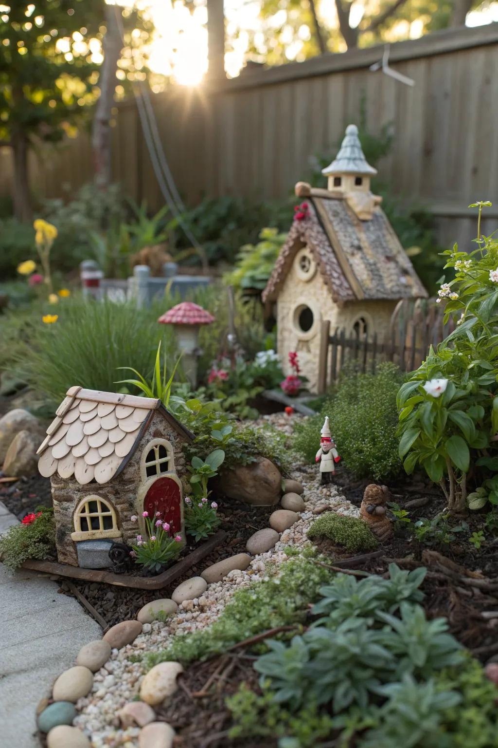 Fairy gardens add a touch of magic to corner spaces.