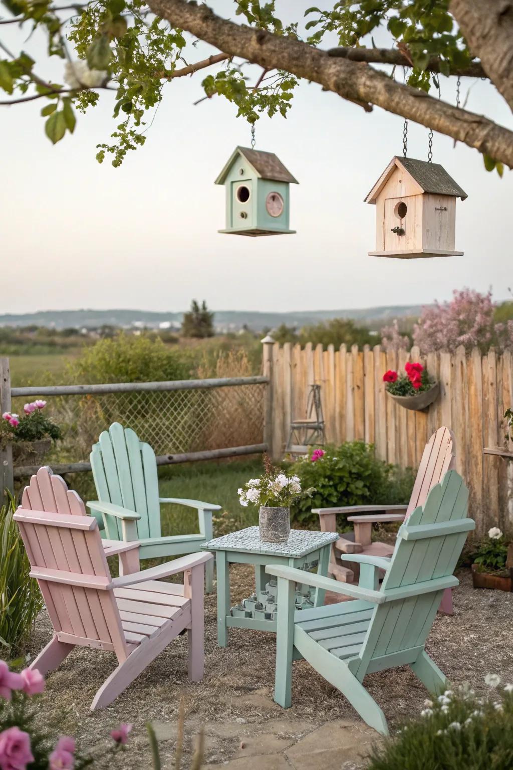 Painted wooden accents adding a playful touch.