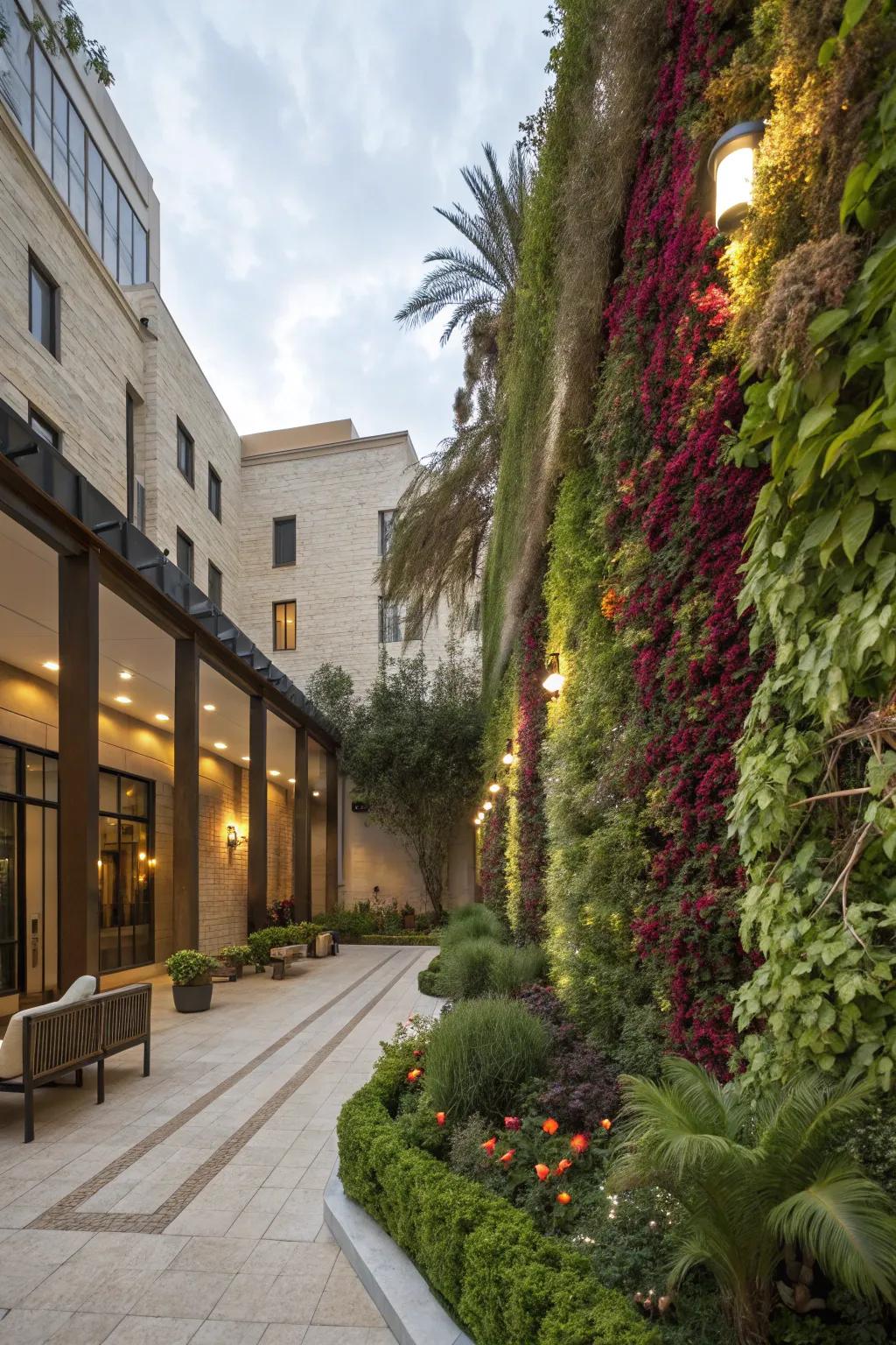 Vertical gardens create a stunning visual impact.