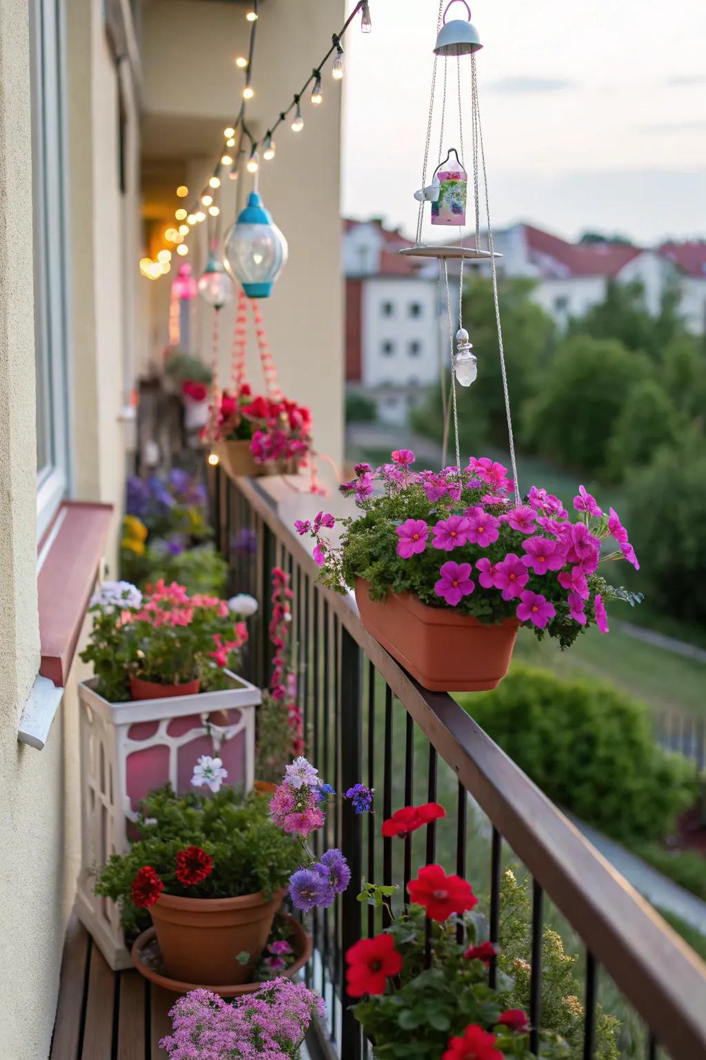 Whimsical touches bring fun and personality to the balcony.