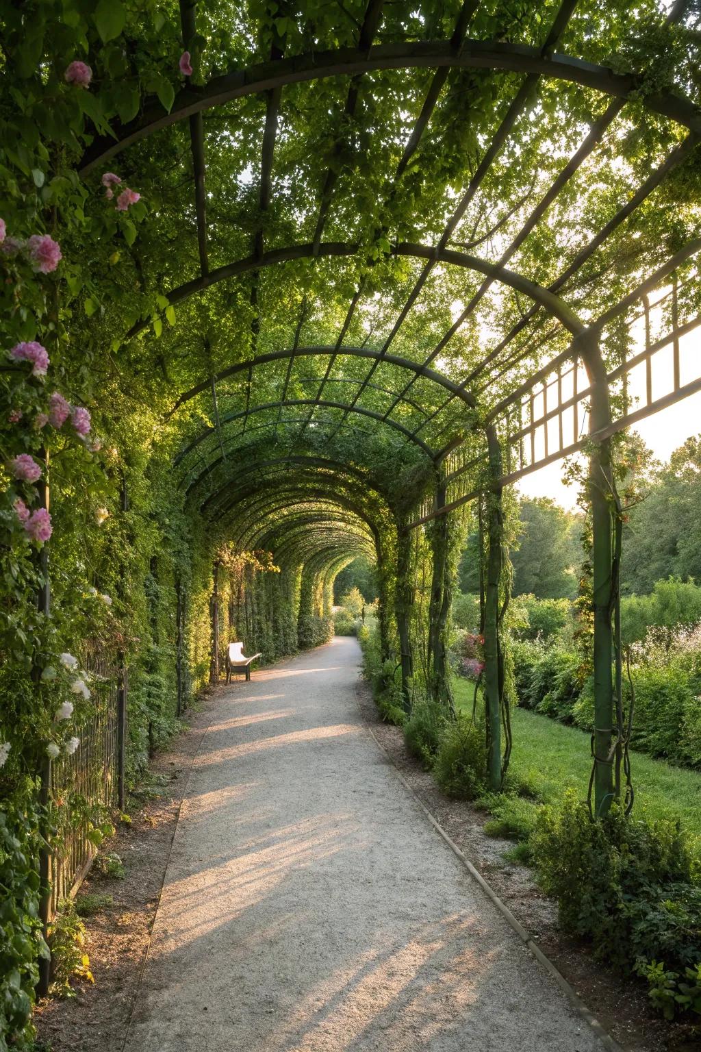 Trellises add vertical interest and charm.