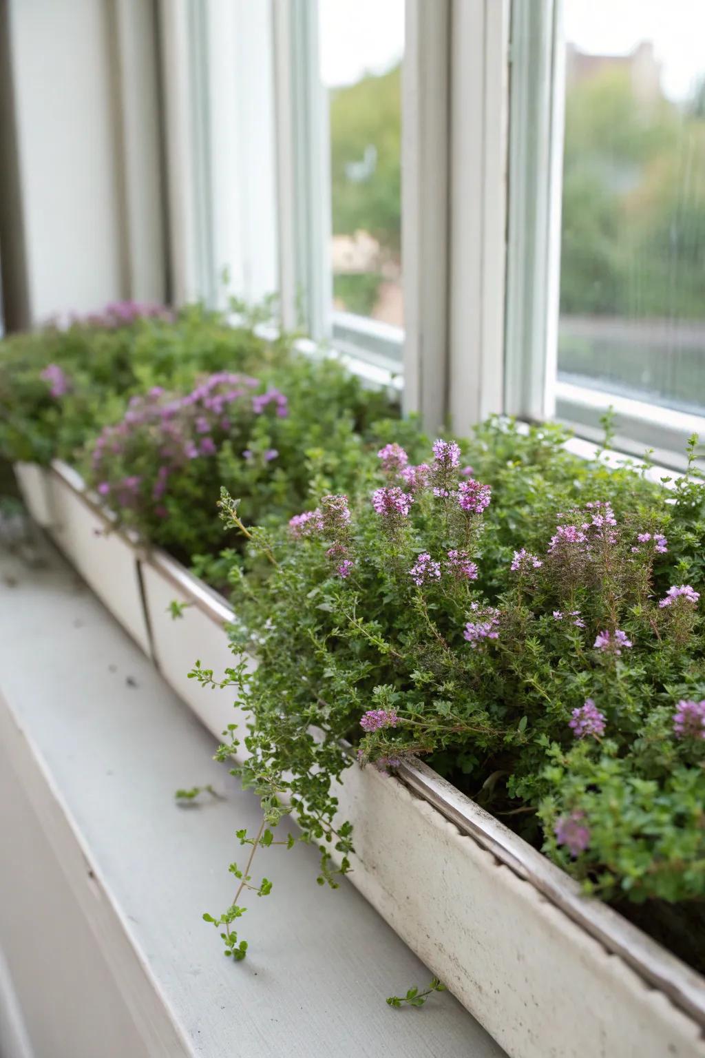 Enhance window boxes with the aromatic greenery of thyme.