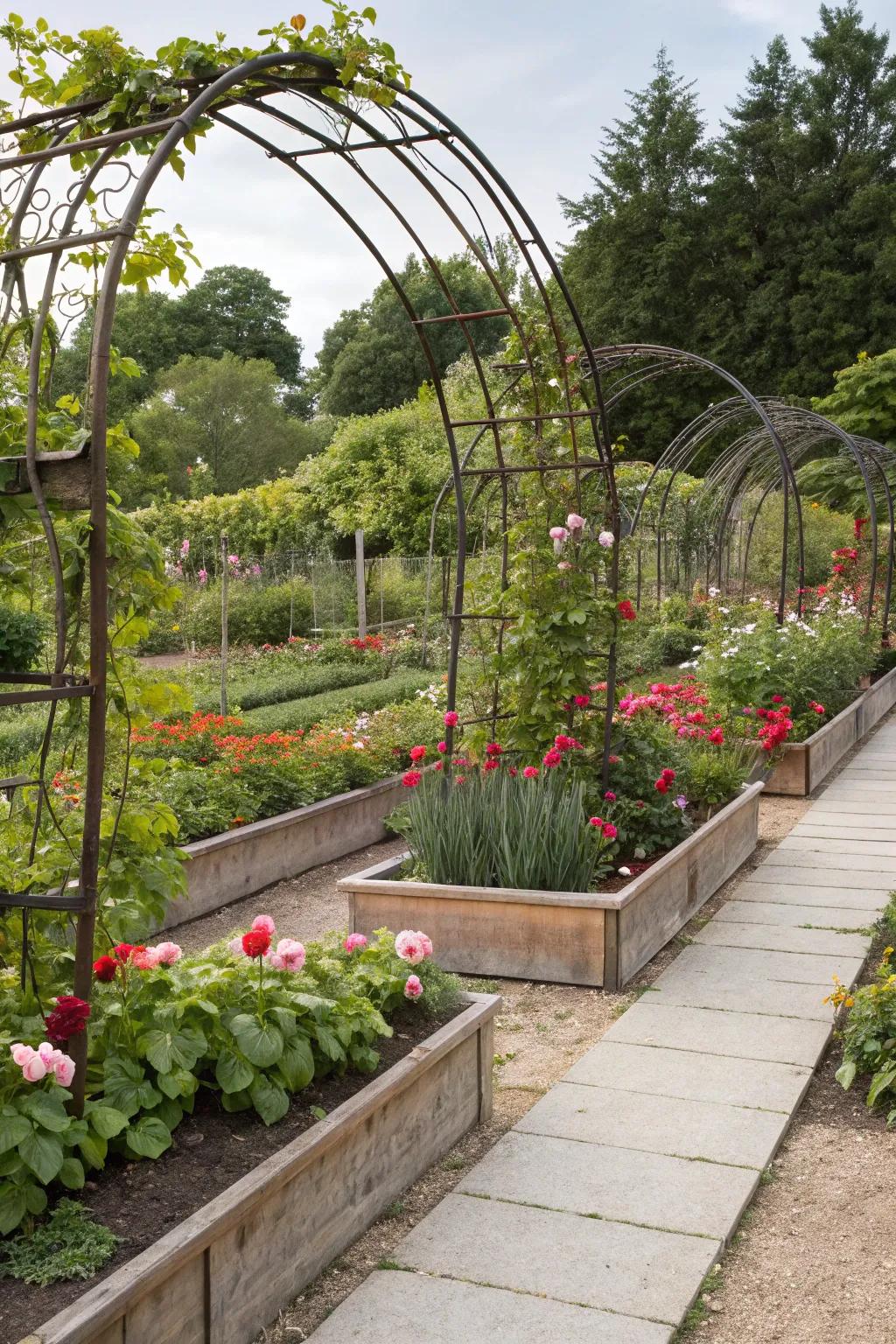 Vertical elements add height and intrigue to your garden.