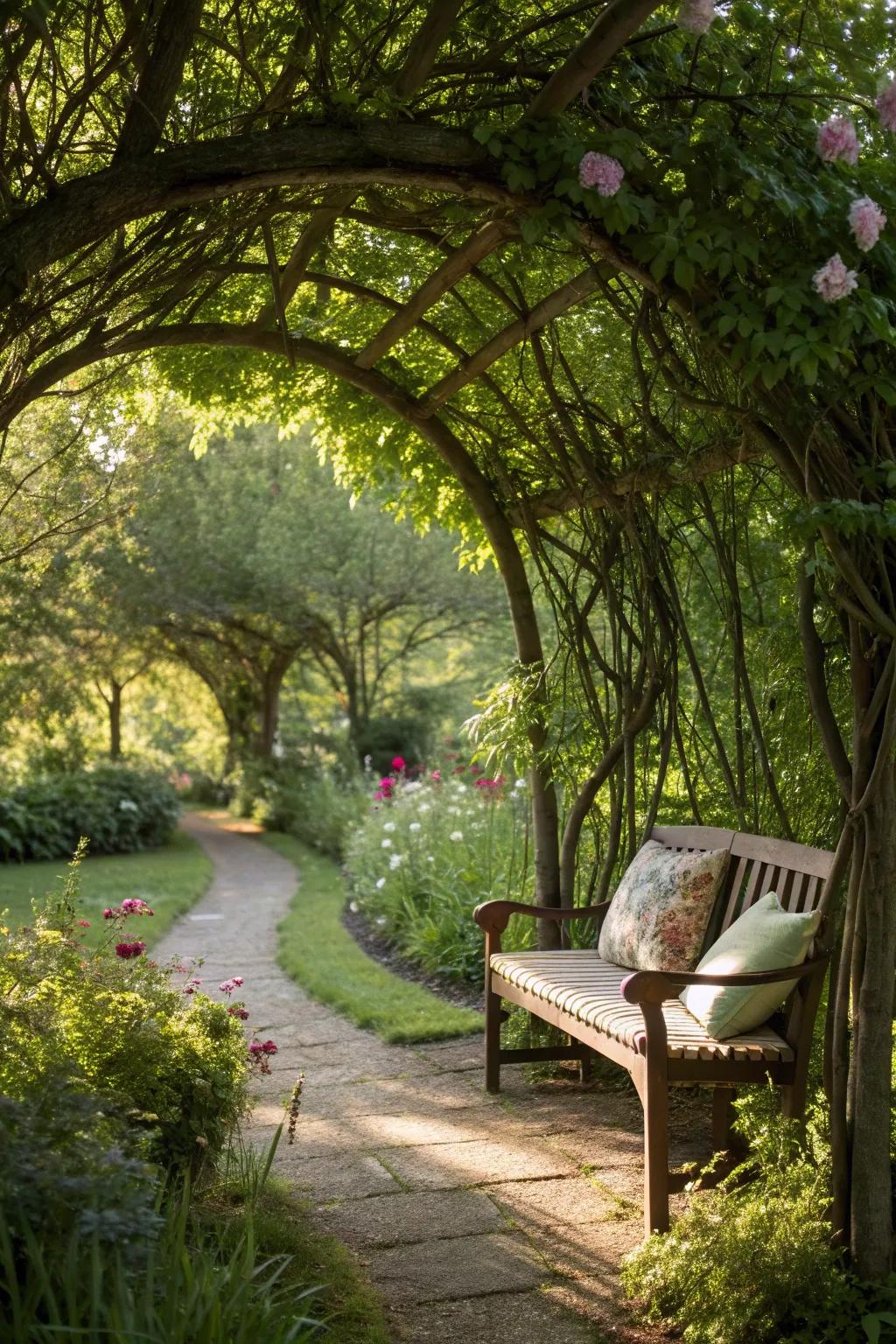 A natural canopy of dappled willows creates a tranquil retreat.