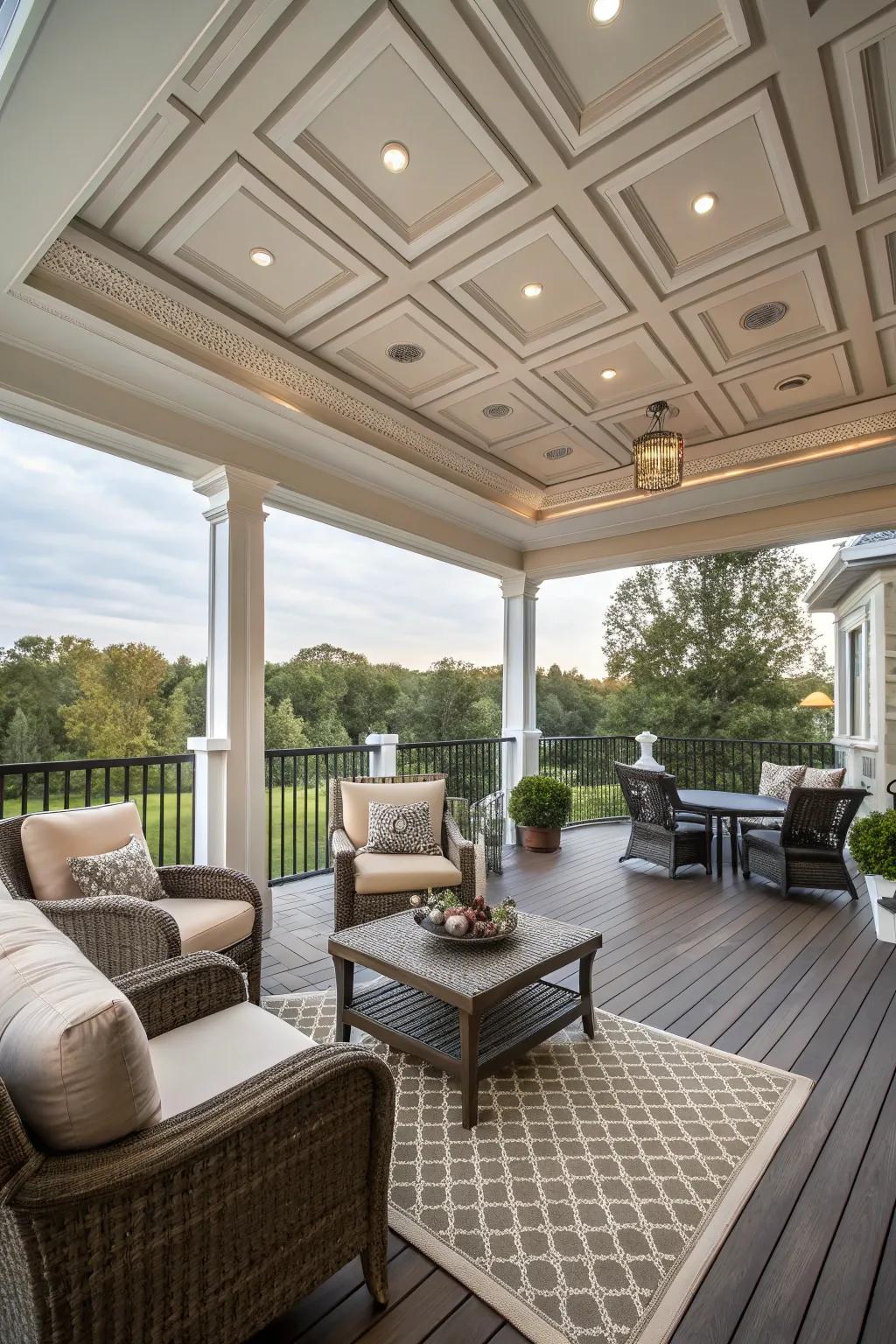 Coffered ceilings add an elegant touch to your outdoor space.