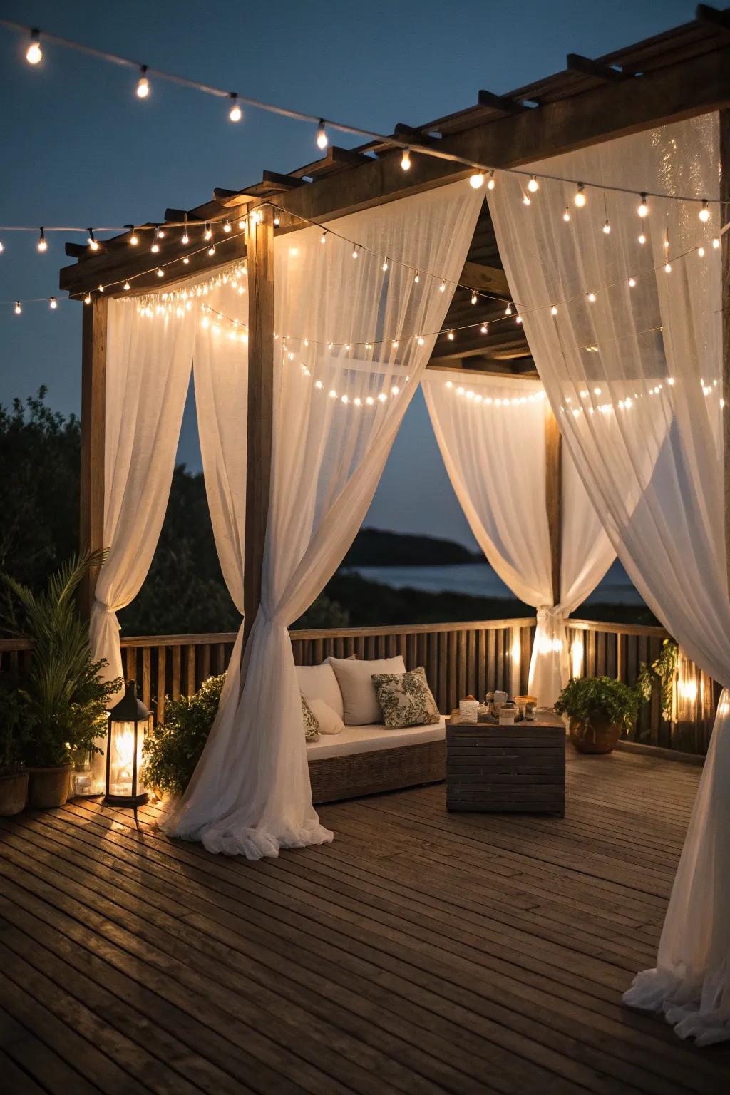 Set the mood with romantic lighting.