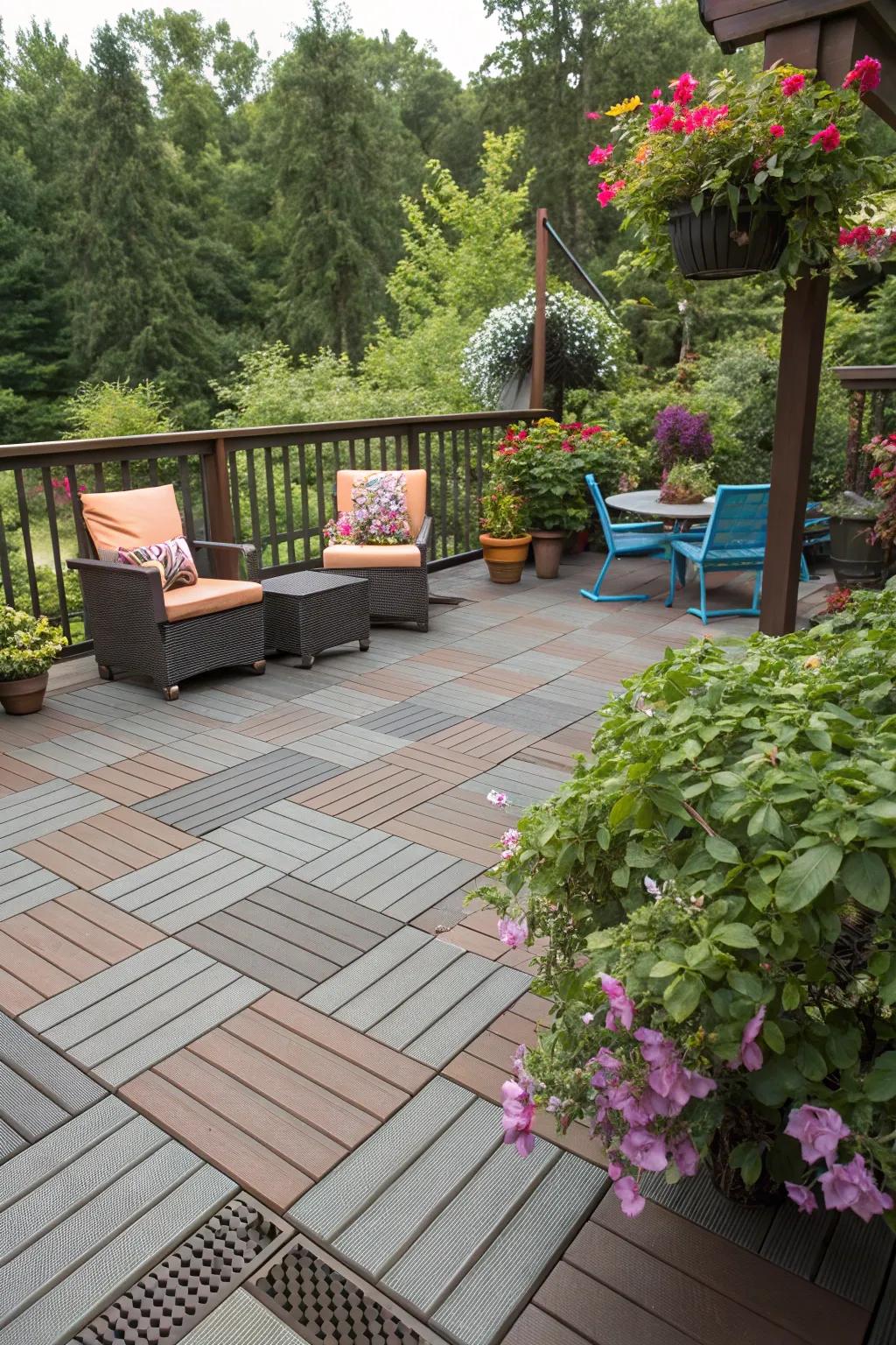 Interlocking tiles offer flexibility and ease of installation.
