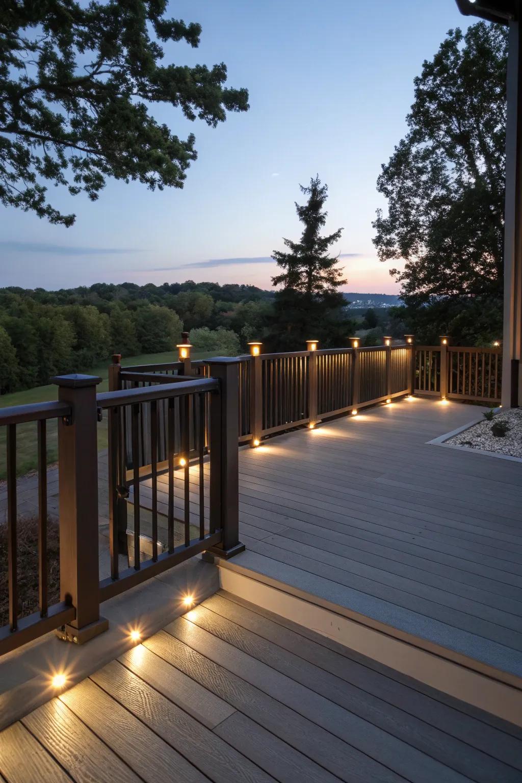 Ground-level lights provide a sophisticated and understated glow.